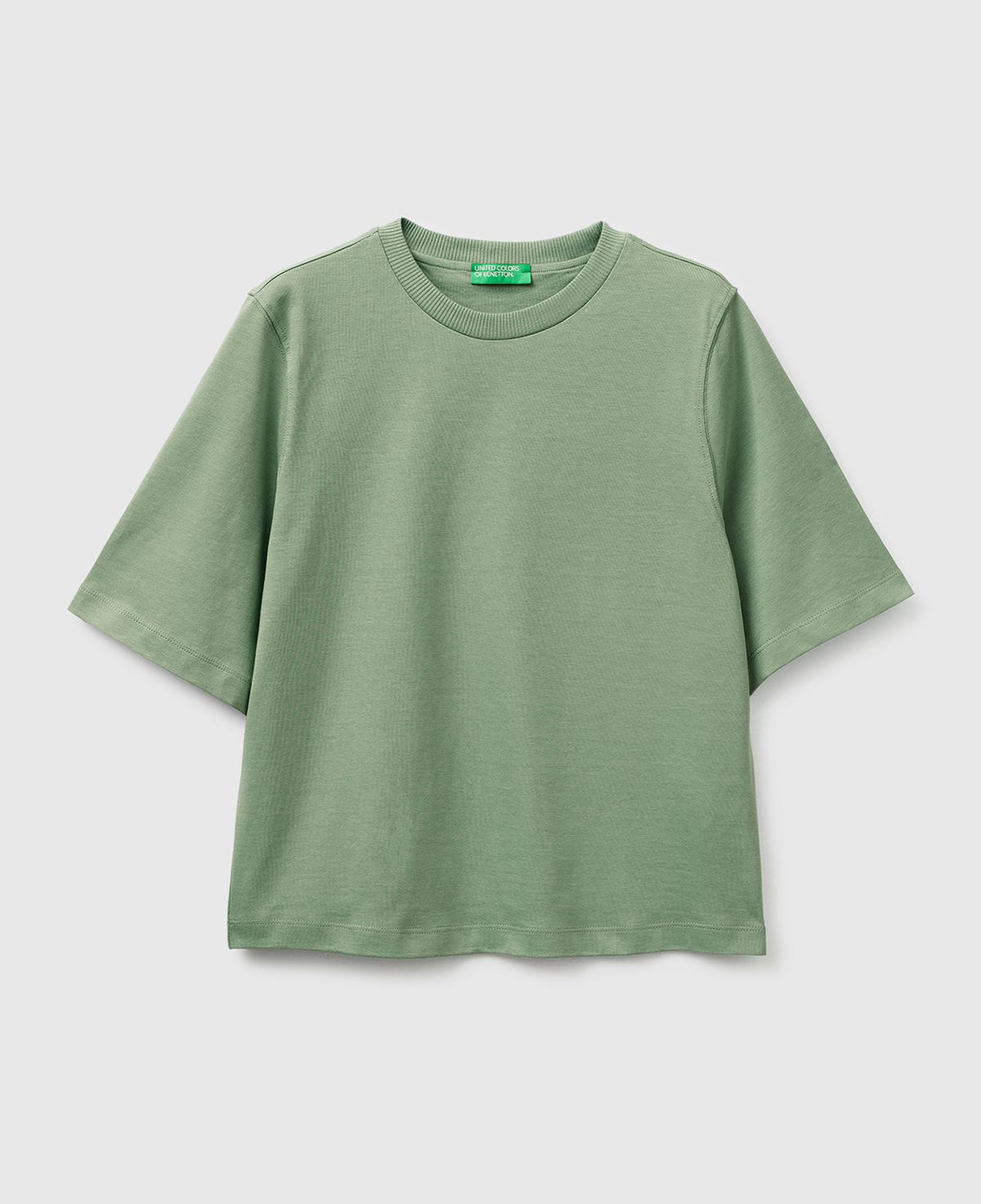 Kadın Haki %100 Koton Boxy Fit T-Shirt