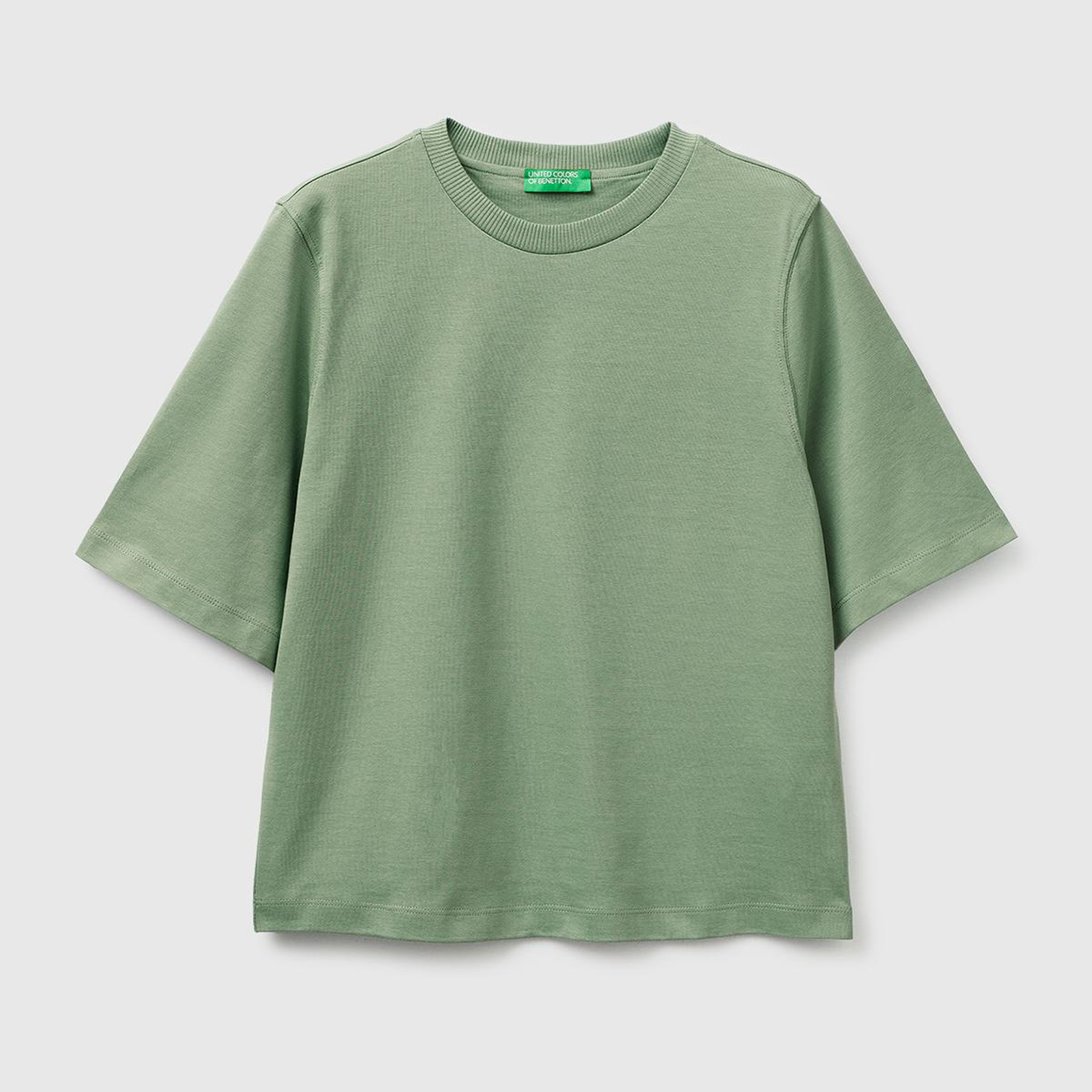 Kadın Haki %100 Koton Boxy Fit T-Shirt