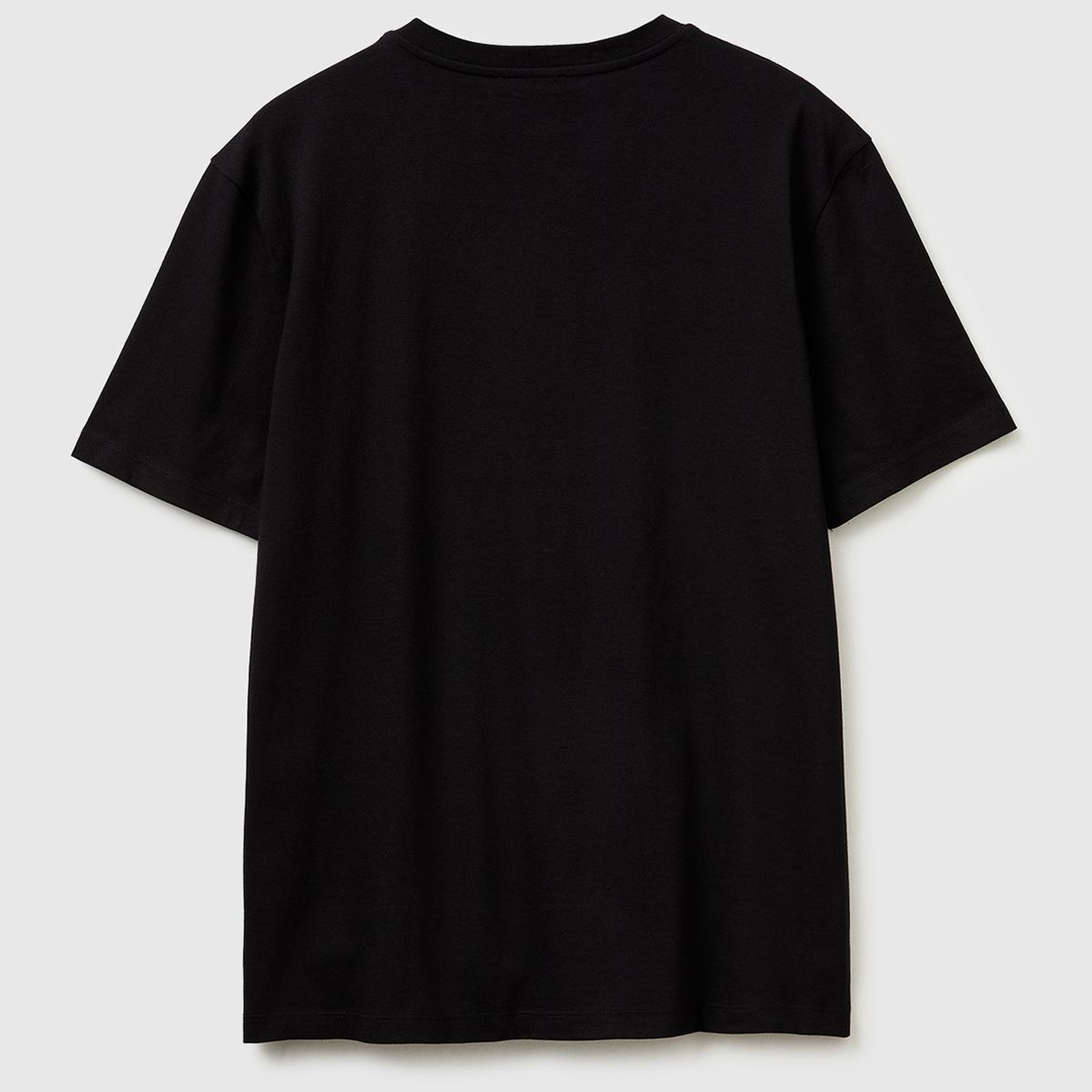 Erkek Siyah %100 Pamuk Logo Baskılı Regular Fit Bisiklet Yaka T-Shirt