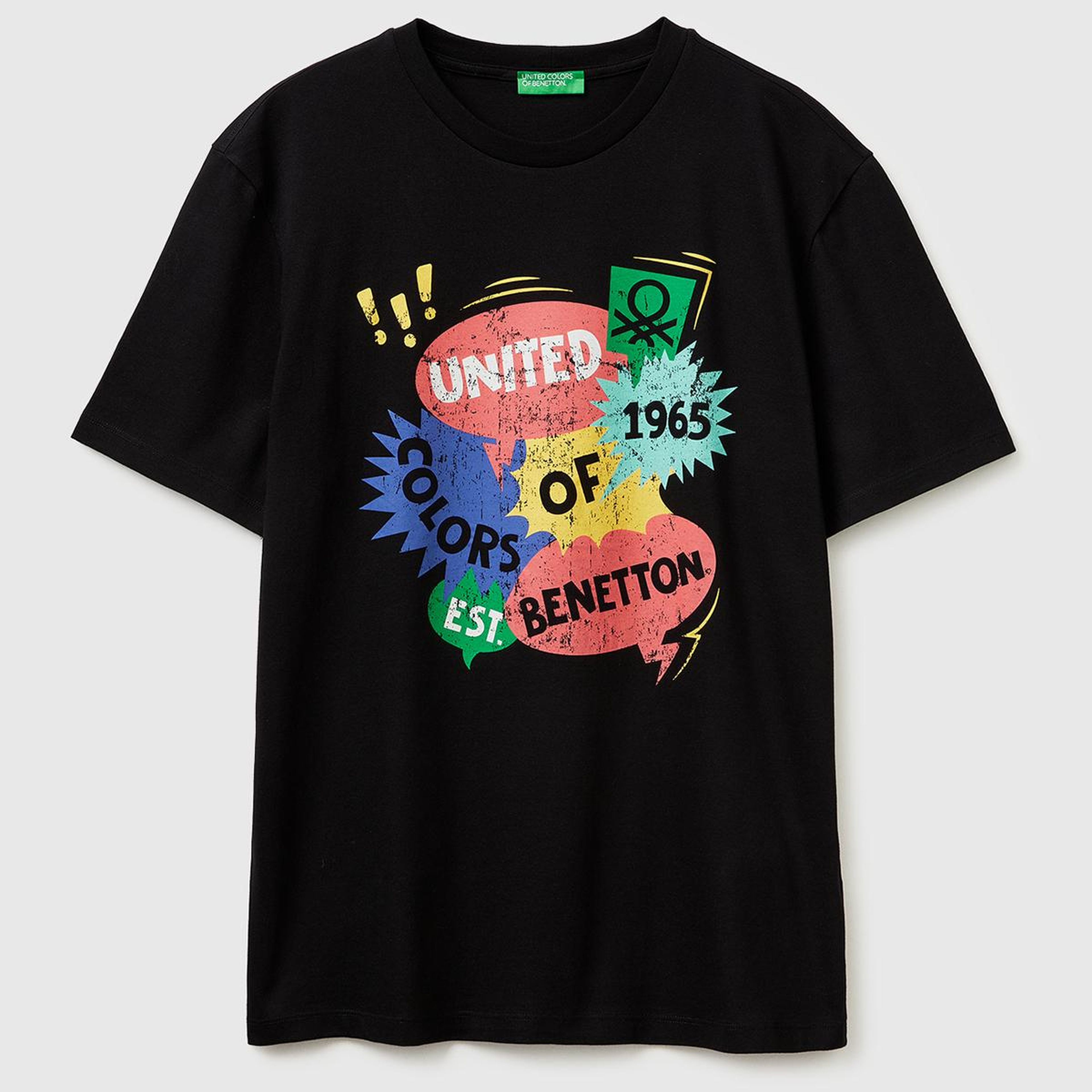 Erkek Siyah  %100 Pamuk Logo Baskılı Regular Fit Bisiklet Yaka T-Shirt