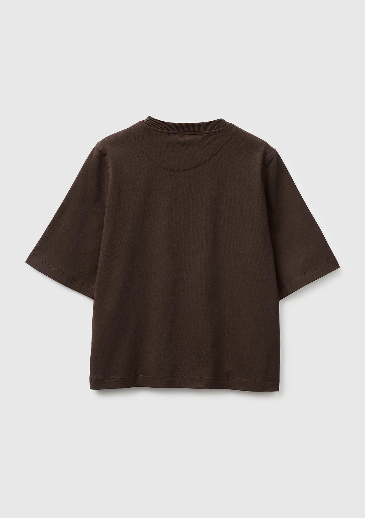Kadın Kahverengi %100 Koton Boxy Fit T-Shirt