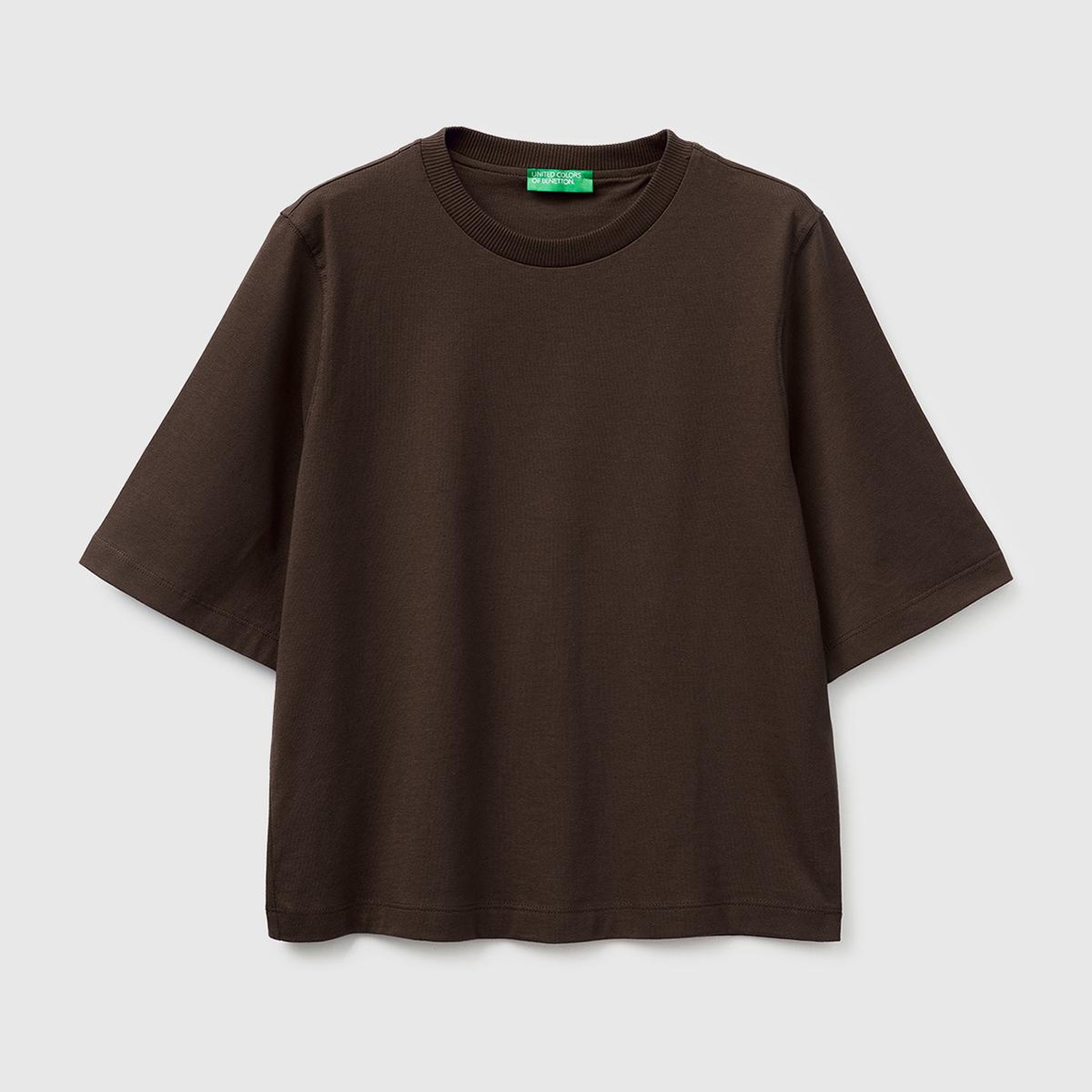 Kadın Kahverengi %100 Koton Boxy Fit T-Shirt