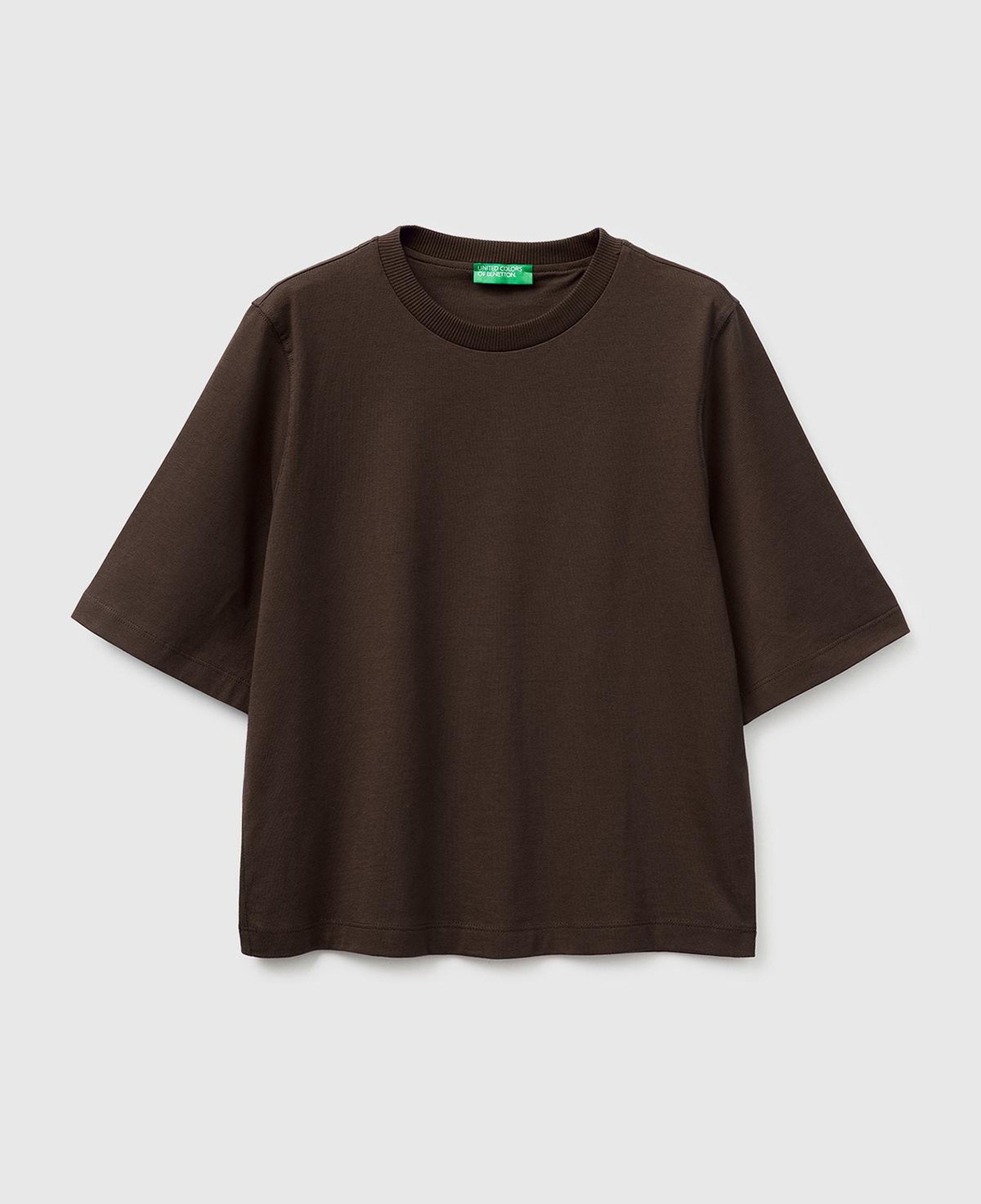Kadın Kahverengi %100 Koton Boxy Fit T-Shirt