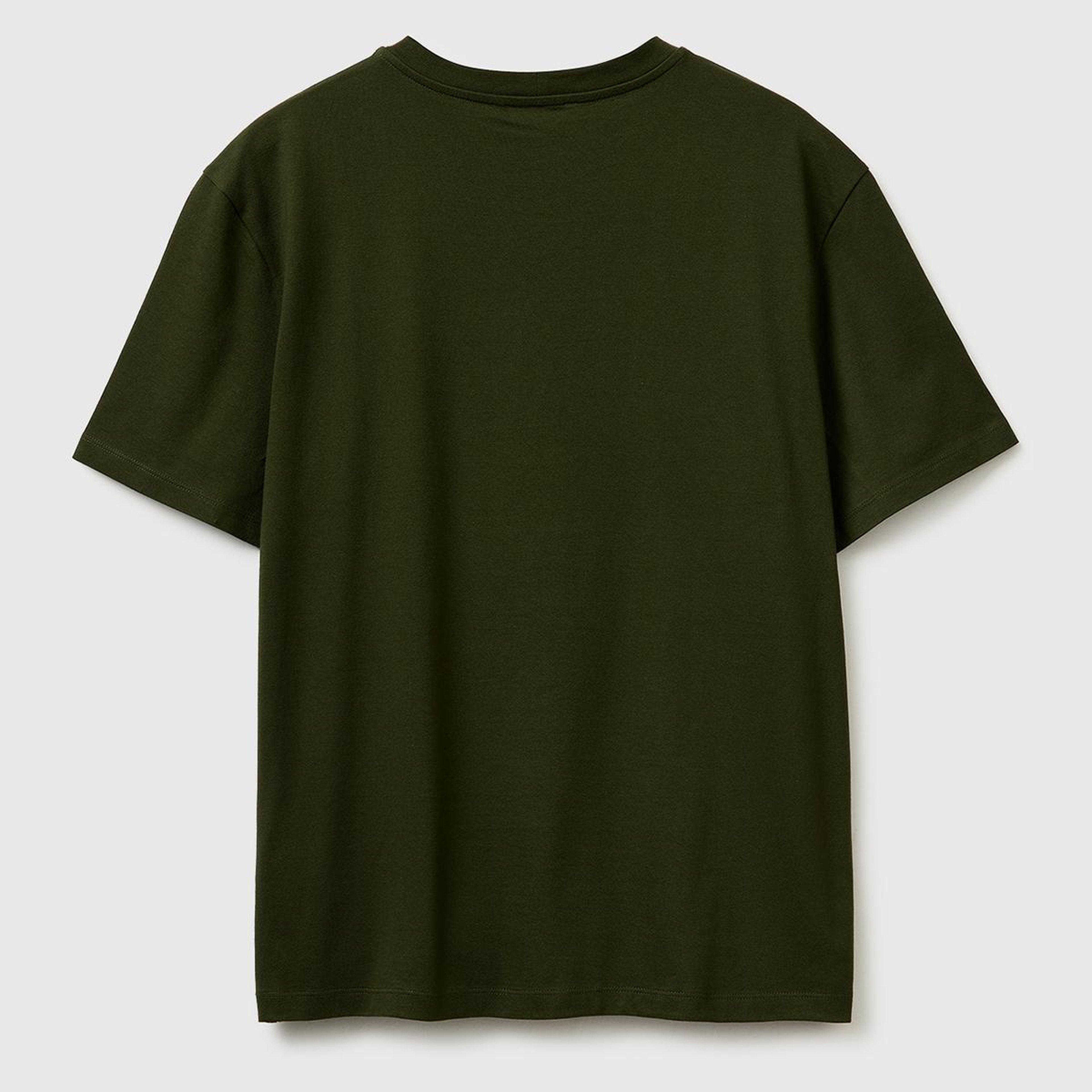 Erkek Koyu Yeşil  %100 Pamuk Logo Baskılı Regular Fit Bisiklet Yaka T-Shirt