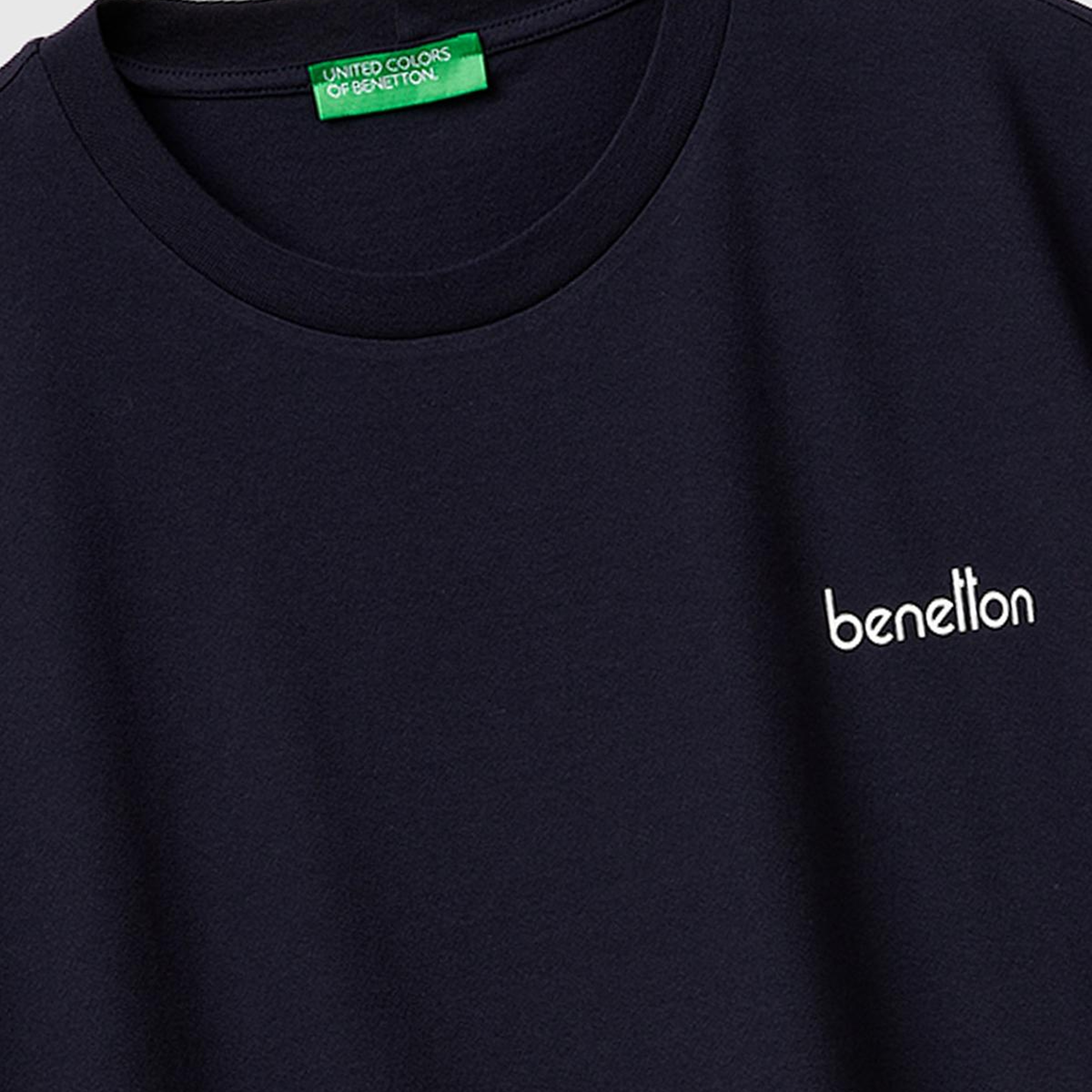 Erkek Lacivert %100 Pamuk Logo Baskılı Regular Fit Bisiklet Yaka T-Shirt