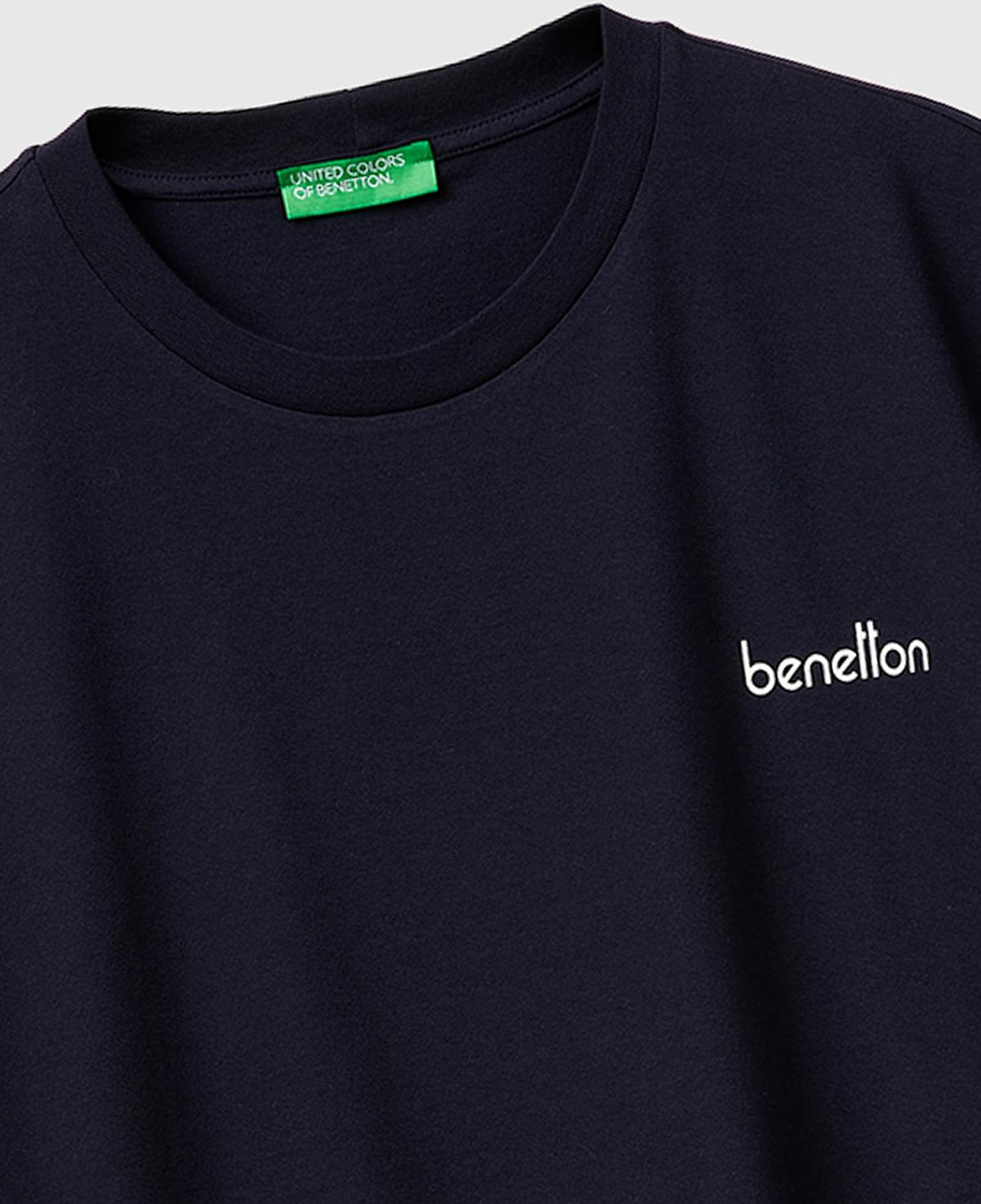 Erkek Lacivert %100 Pamuk Logo Baskılı Regular Fit Bisiklet Yaka T-Shirt