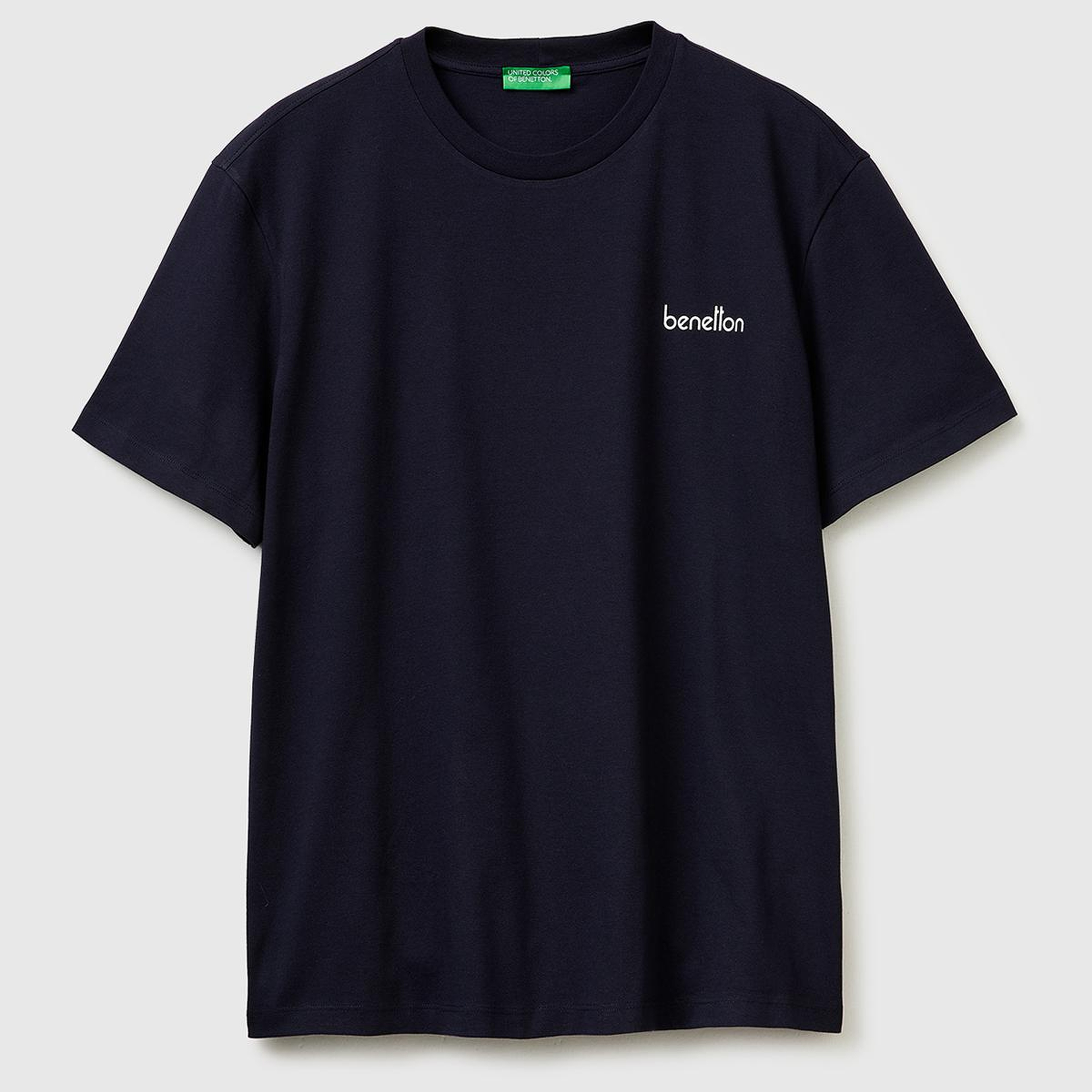 Erkek Lacivert  %100 Pamuk Logo Baskılı Regular Fit Bisiklet Yaka T-Shirt