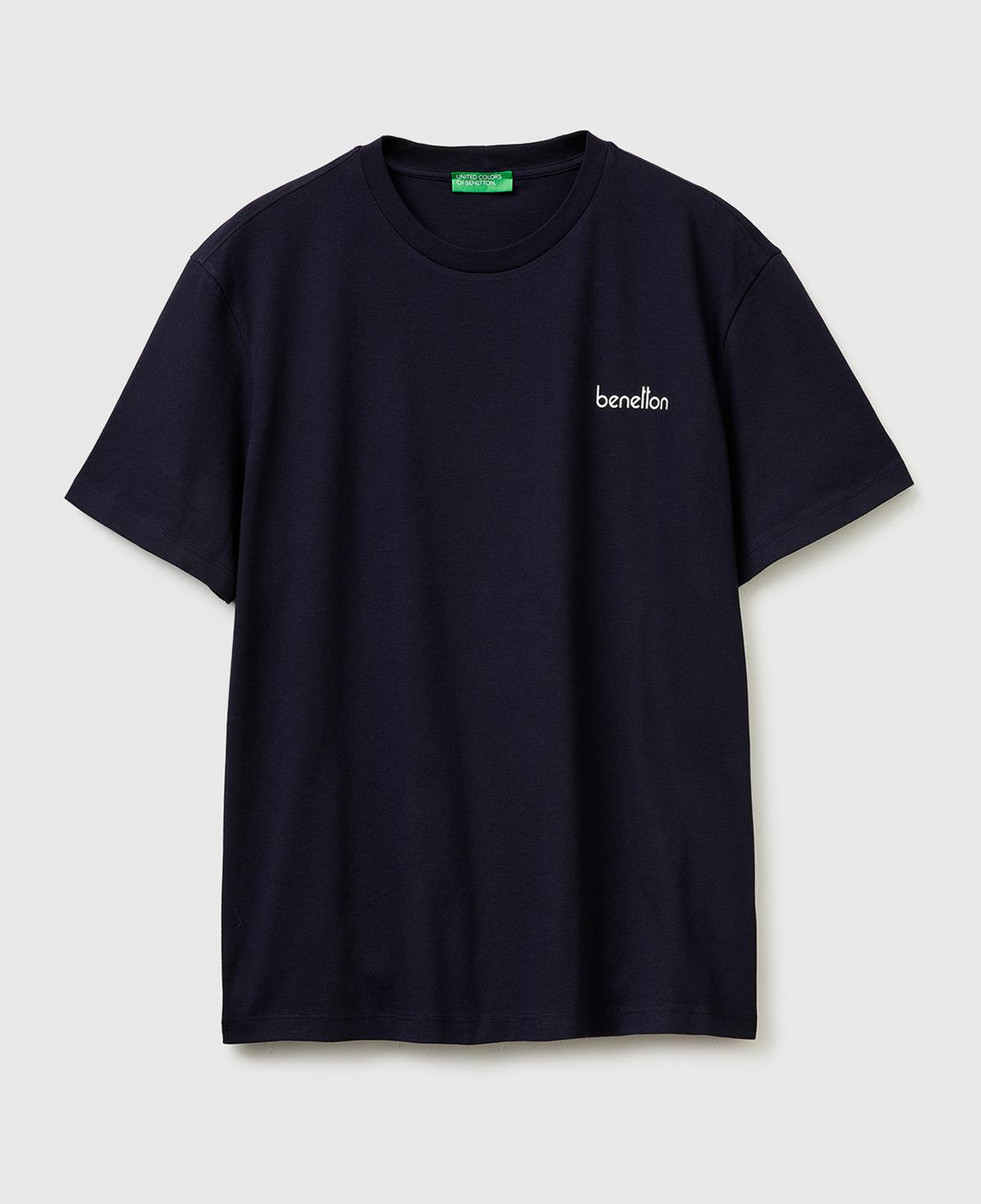 Erkek Lacivert %100 Pamuk Logo Baskılı Regular Fit Bisiklet Yaka T-Shirt