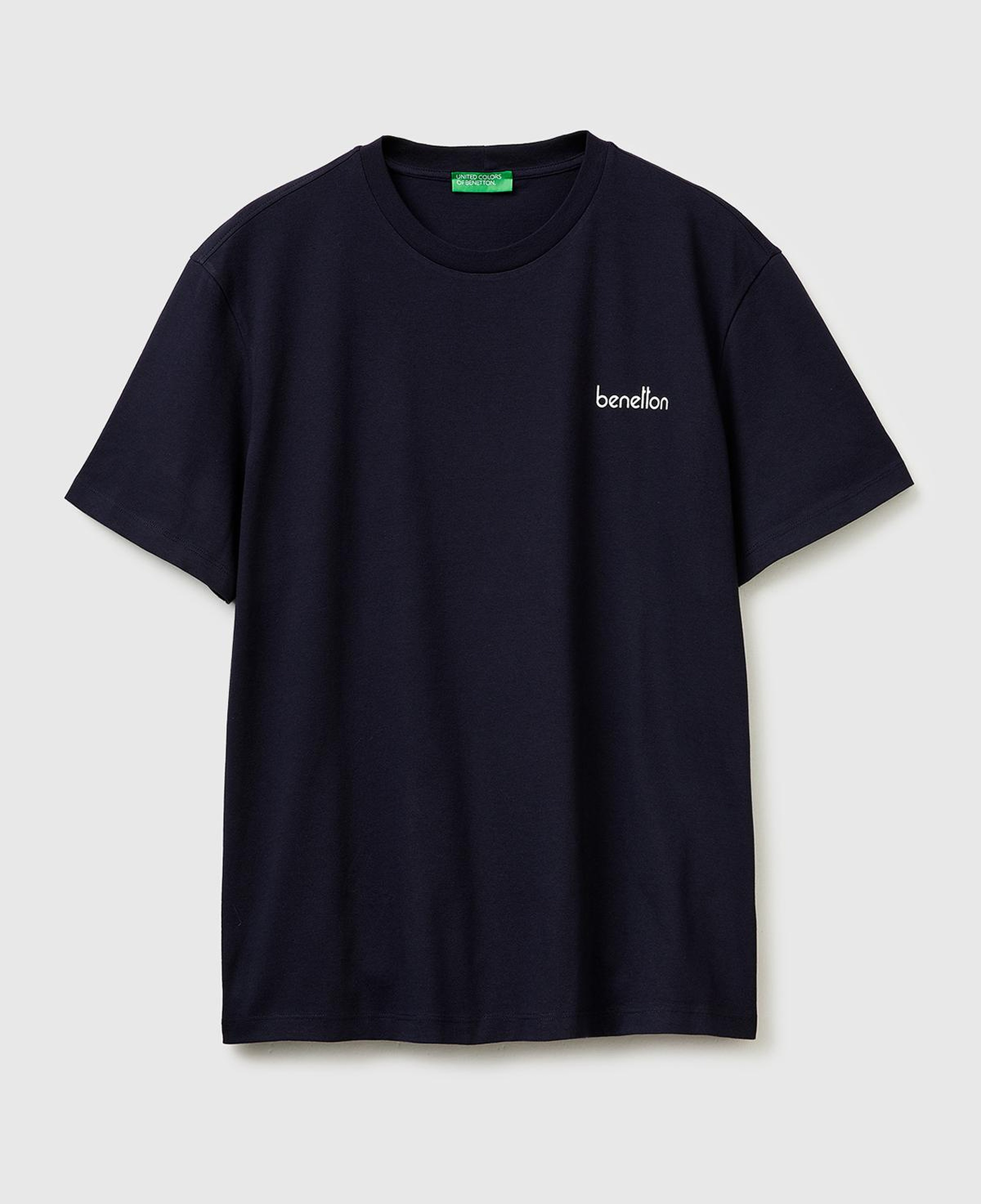 Erkek Lacivert %100 Pamuk Logo Baskılı Regular Fit Bisiklet Yaka T-Shirt