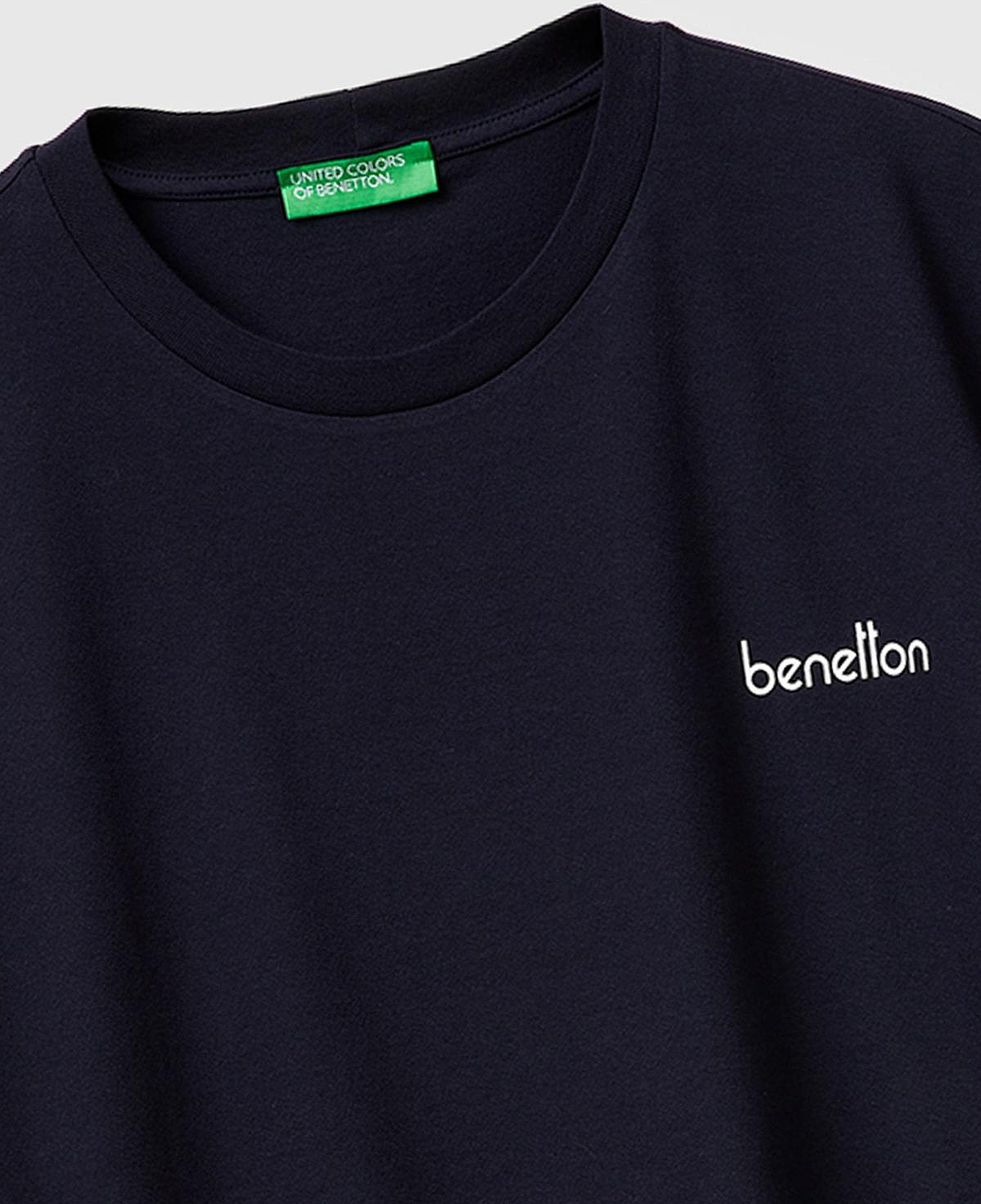 Erkek Lacivert %100 Pamuk Logo Baskılı Regular Fit Bisiklet Yaka T-Shirt