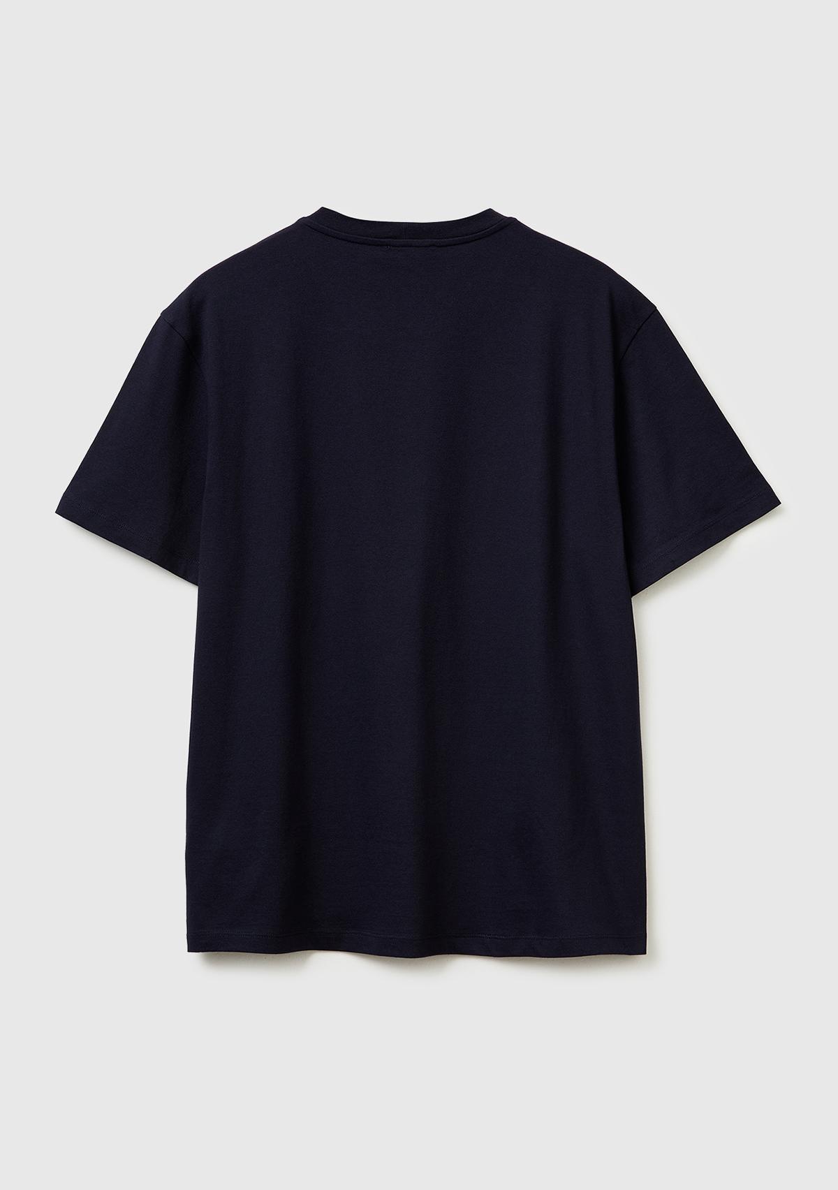 Erkek Lacivert  %100 Pamuk Logo Baskılı Regular Fit Bisiklet Yaka T-Shirt