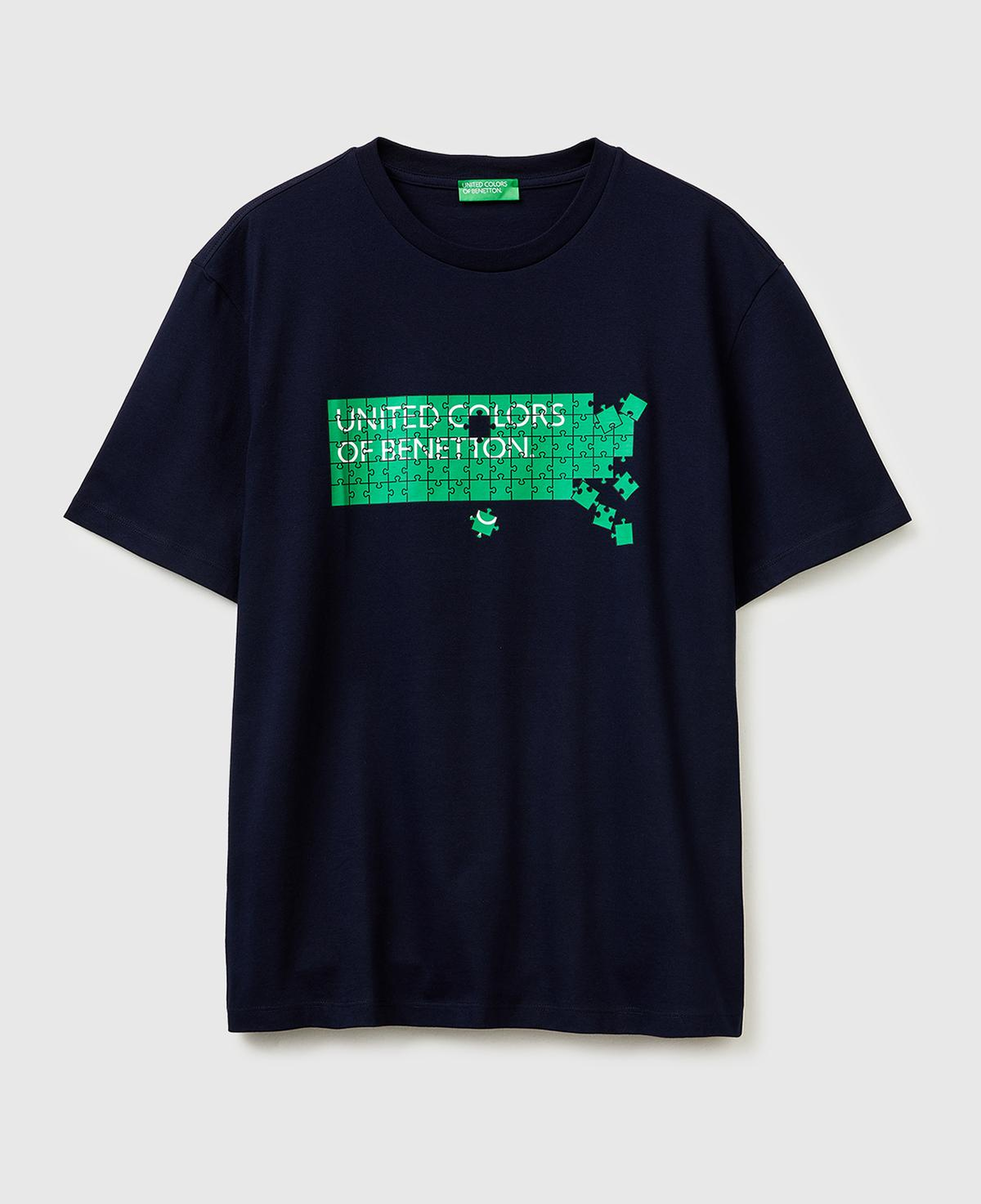 Erkek Lacivert Mix  %100 Pamuk Logo Baskılı Regular Fit Bisiklet Yaka T-Shirt