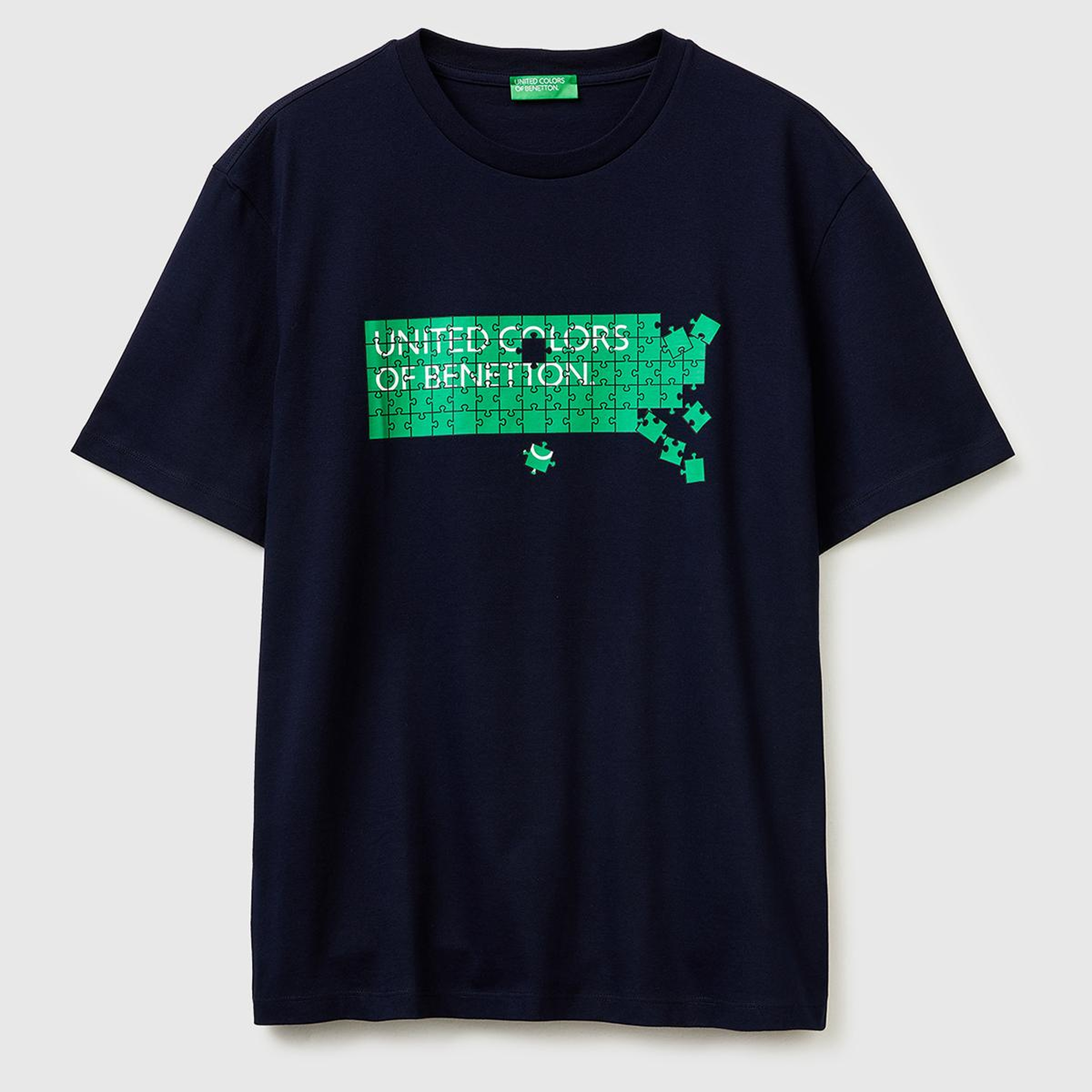 Erkek Lacivert Mix  %100 Pamuk Logo Baskılı Regular Fit Bisiklet Yaka T-Shirt