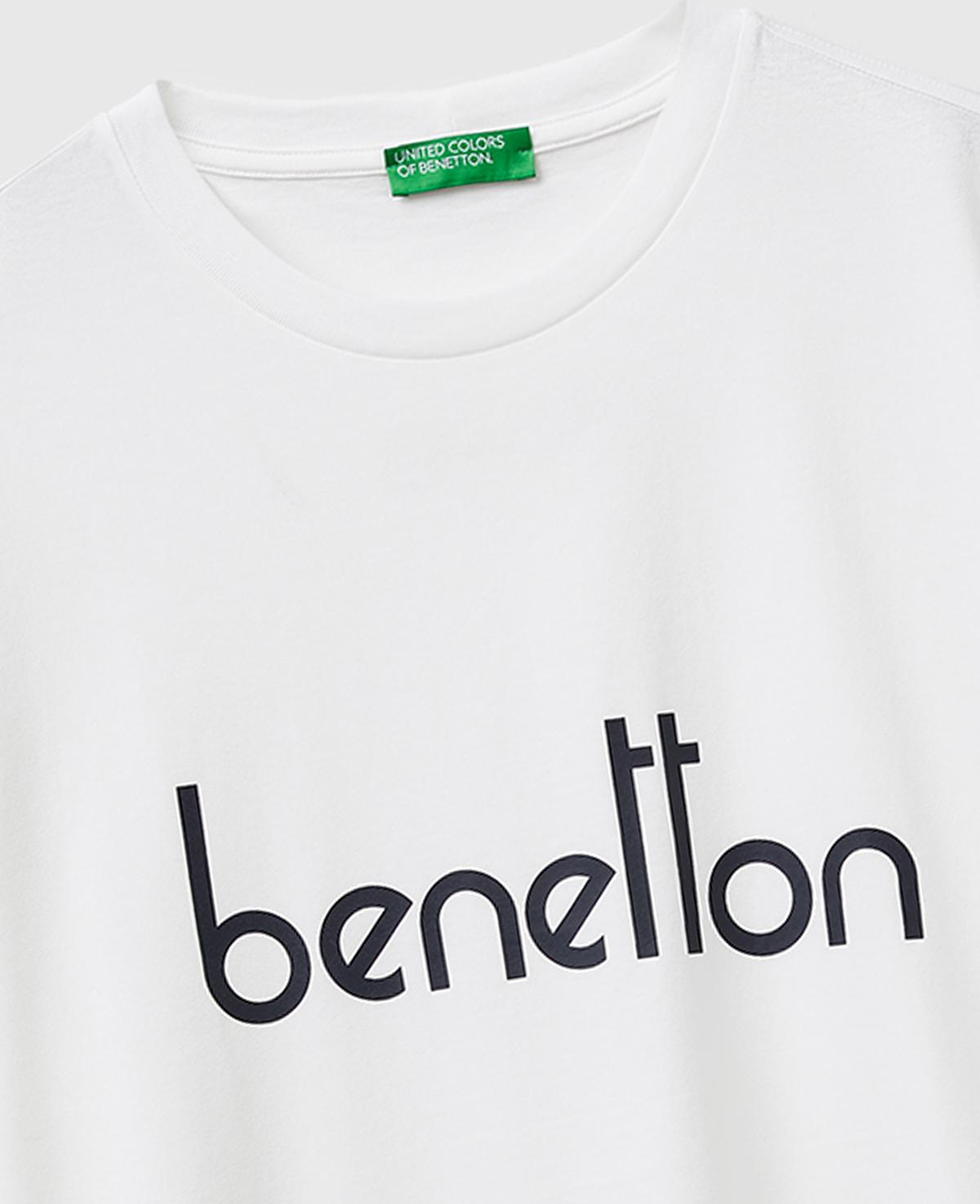 Erkek Beyaz %100 Pamuk Logo Baskılı Regular Fit Bisiklet Yaka T-Shirt
