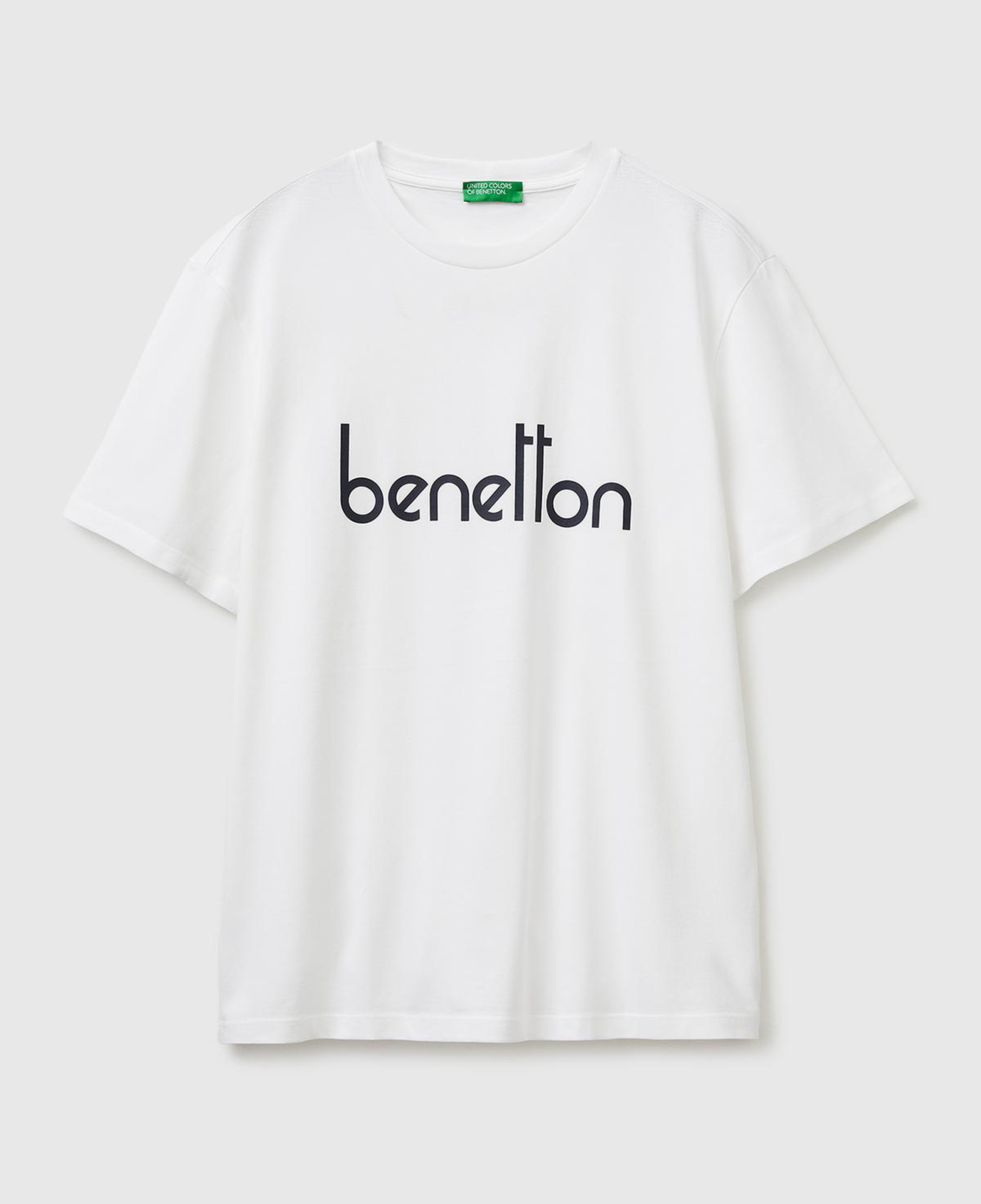 Erkek Beyaz %100 Pamuk Logo Baskılı Regular Fit Bisiklet Yaka T-Shirt