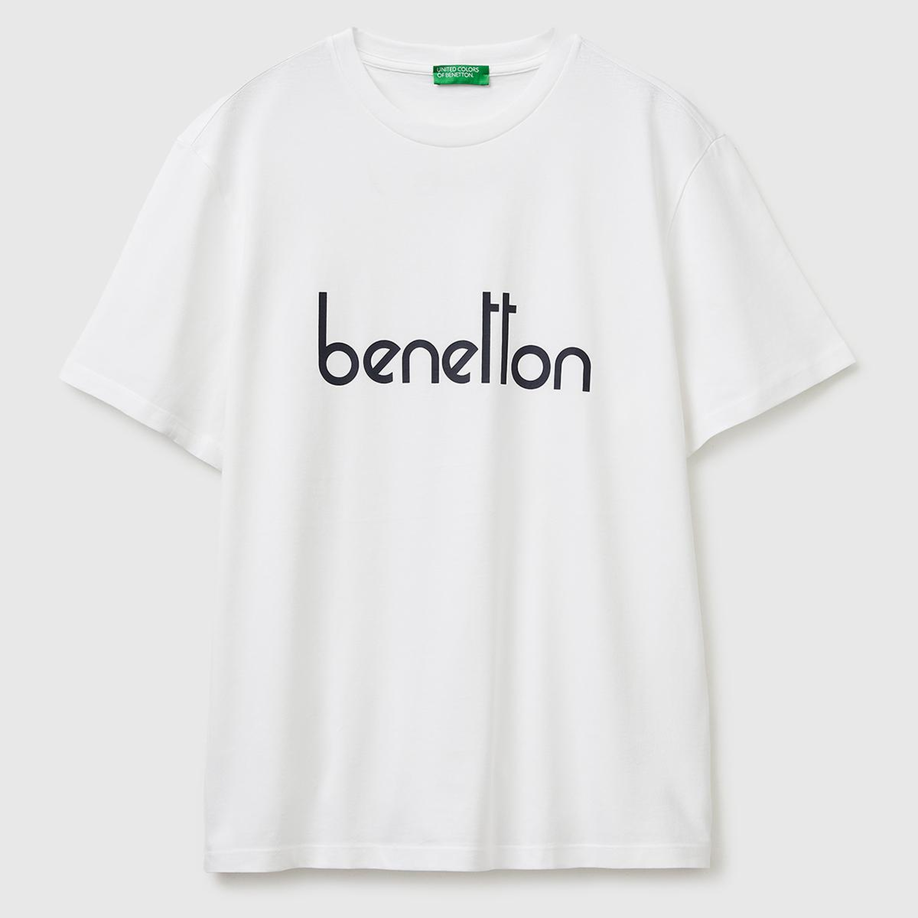 Erkek Beyaz  %100 Pamuk Logo Baskılı Regular Fit Bisiklet Yaka T-Shirt