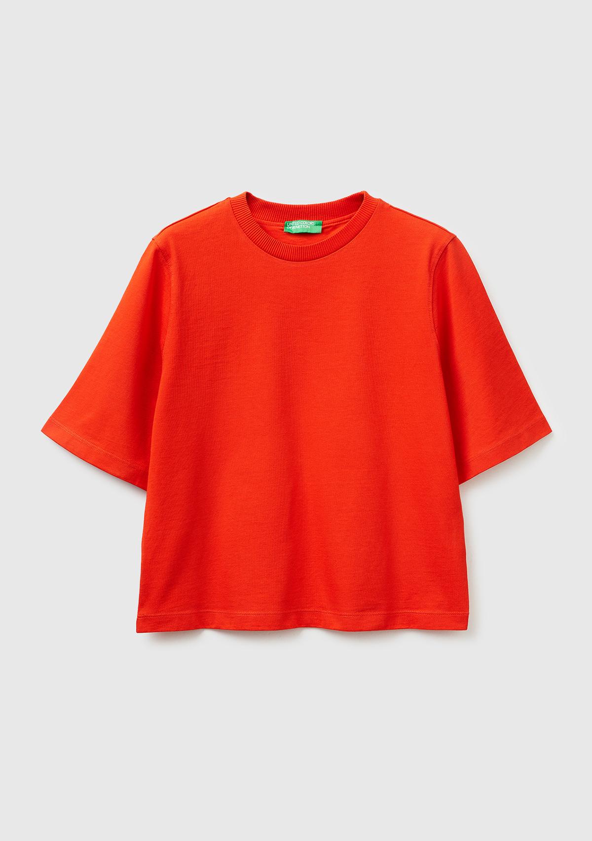 Kadın Kırmızı %100 Koton Boxy Fit T-Shirt