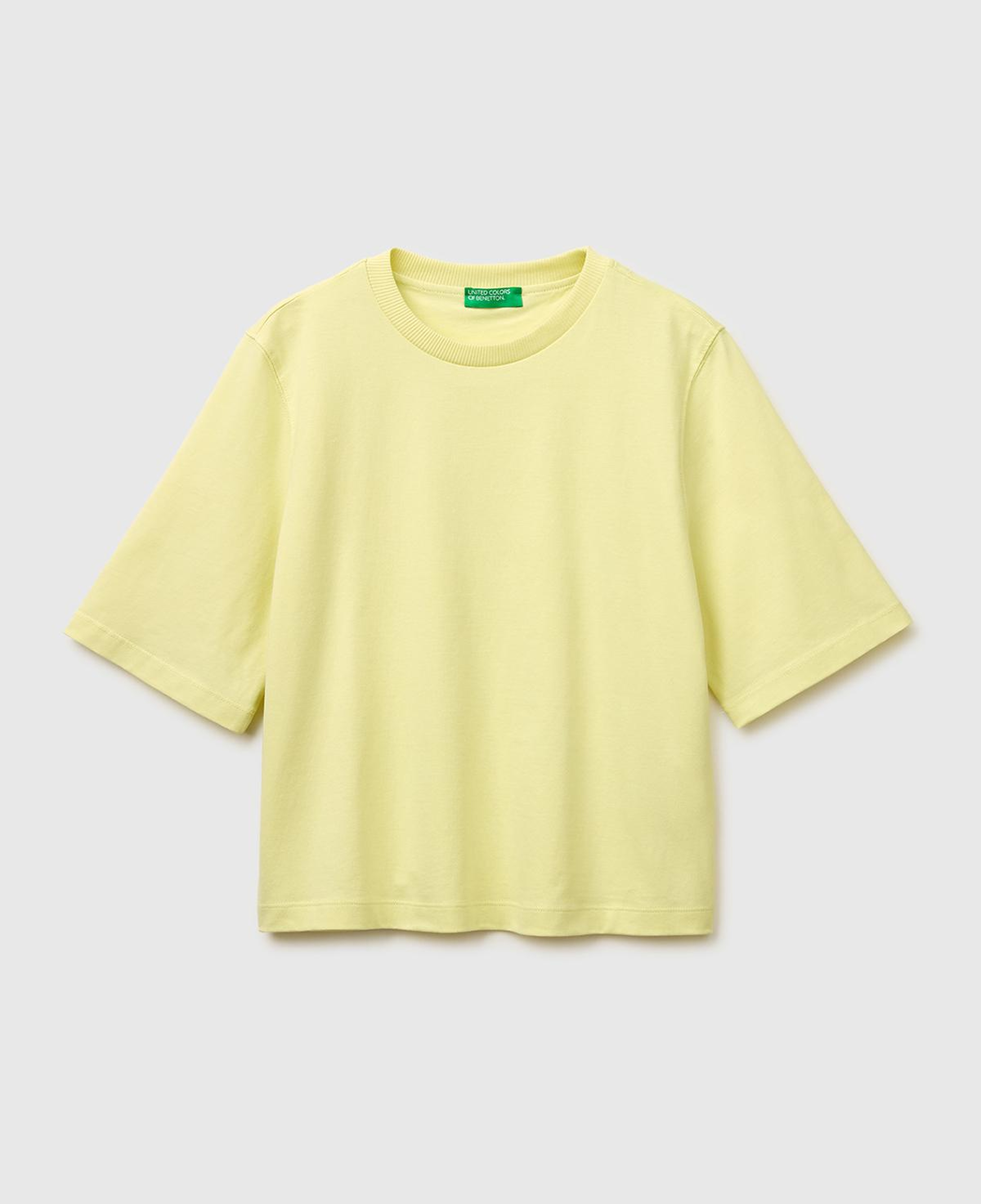 Kadın Sarı %100 Koton Boxy Fit T-Shirt