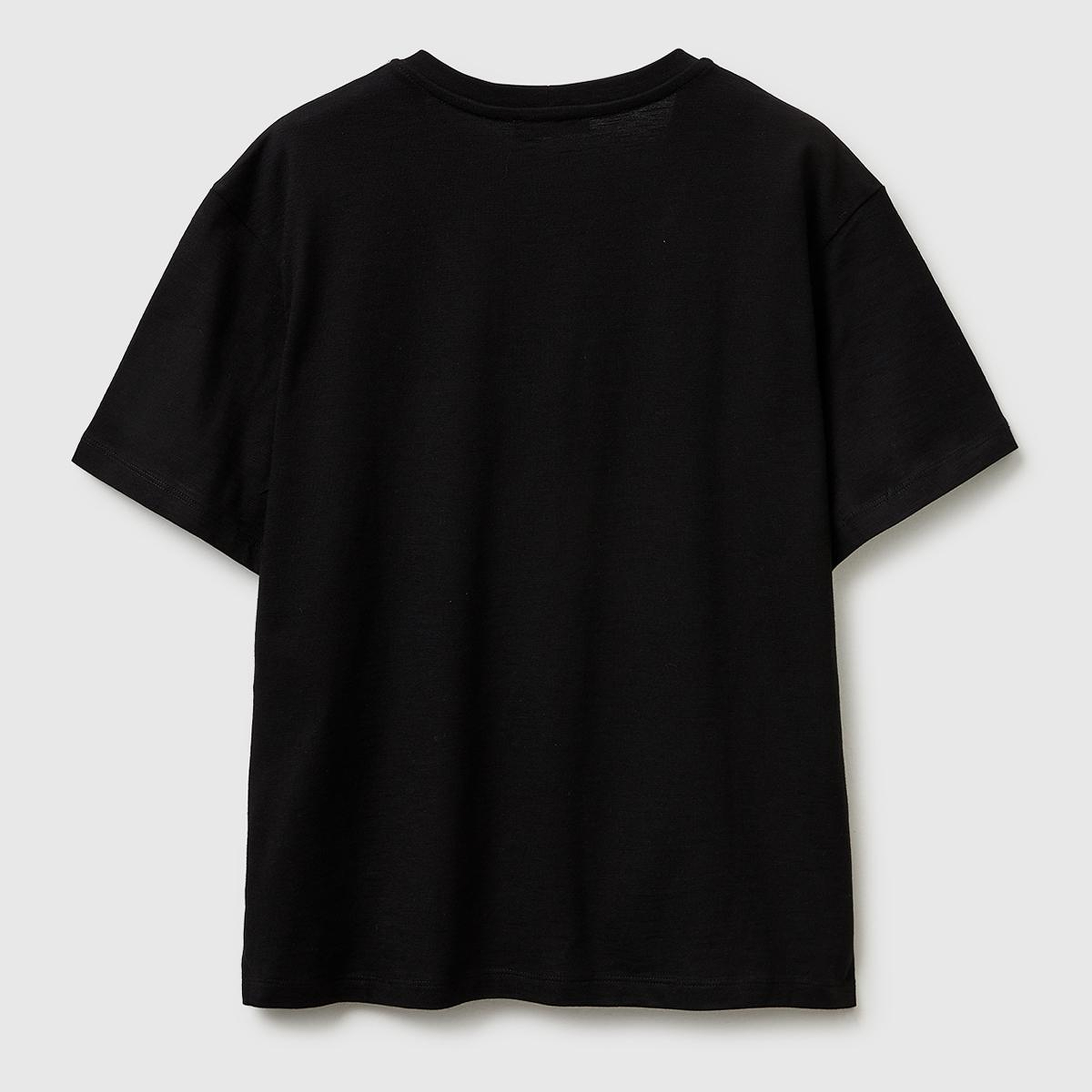 Kadın Siyah %100 Pamuk Klasik V Yaka T-Shirt