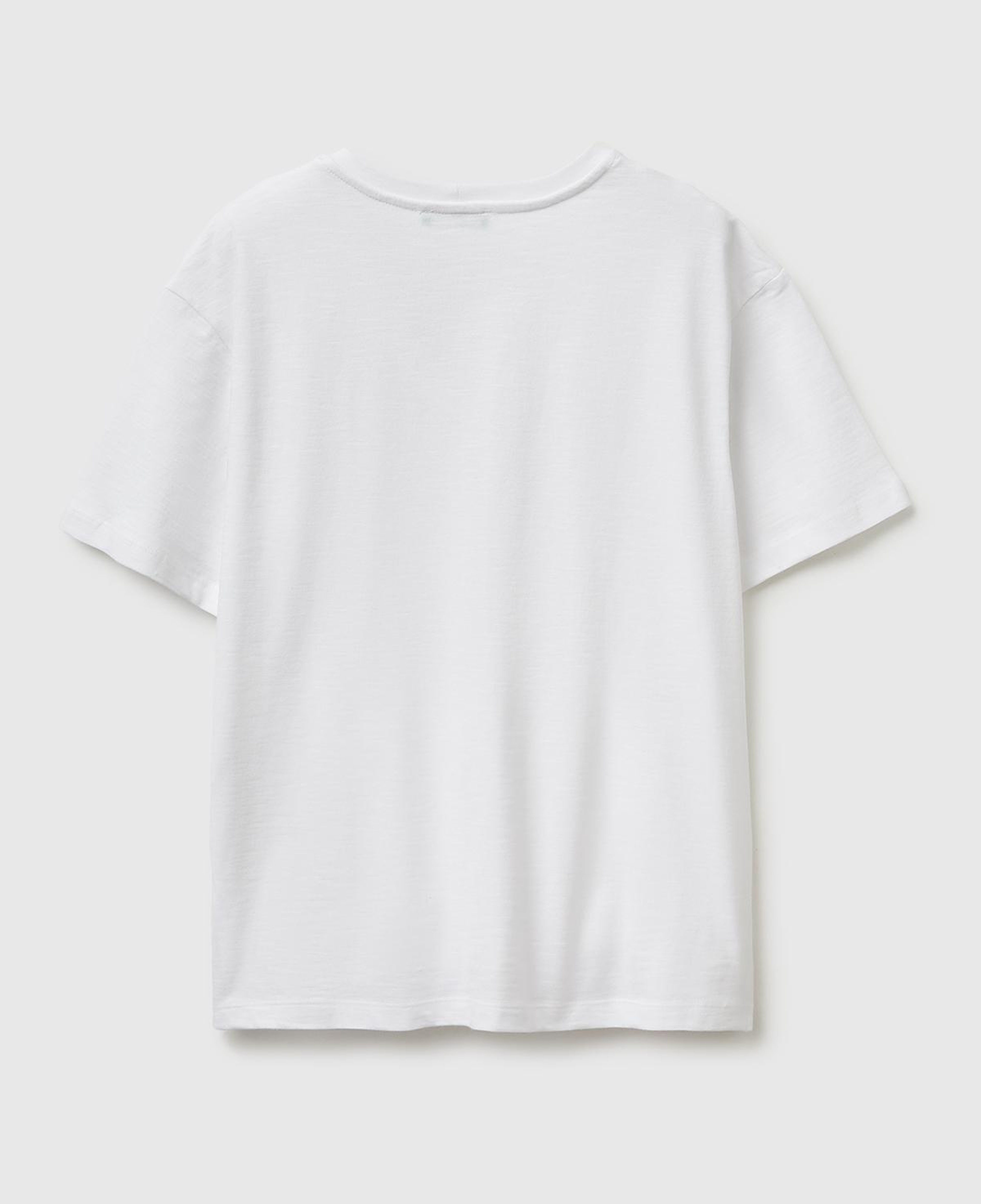 Kadın Beyaz %100 Pamuk Klasik V Yaka T-Shirt