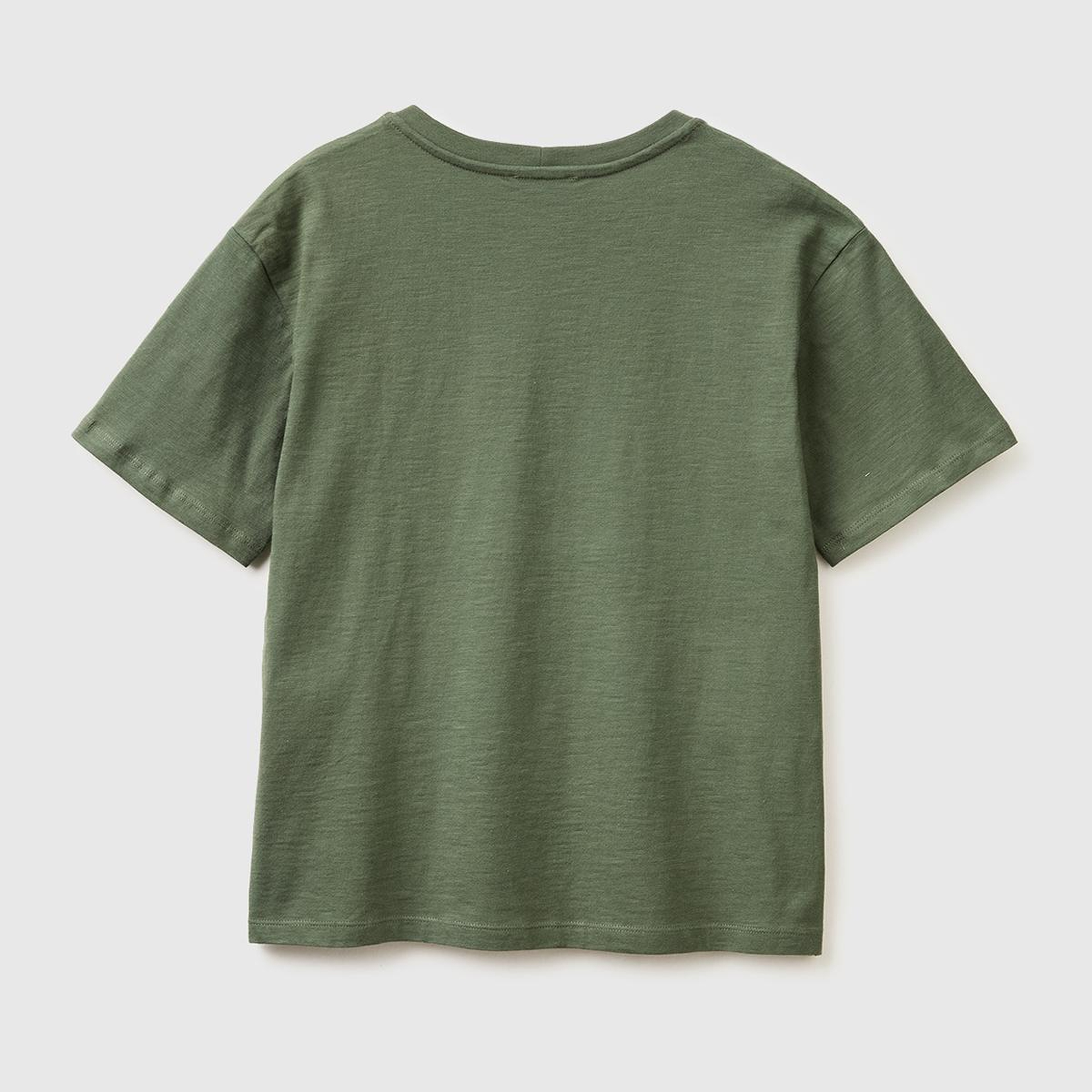 Kadın Haki %100 Pamuk Klasik V Yaka T-Shirt