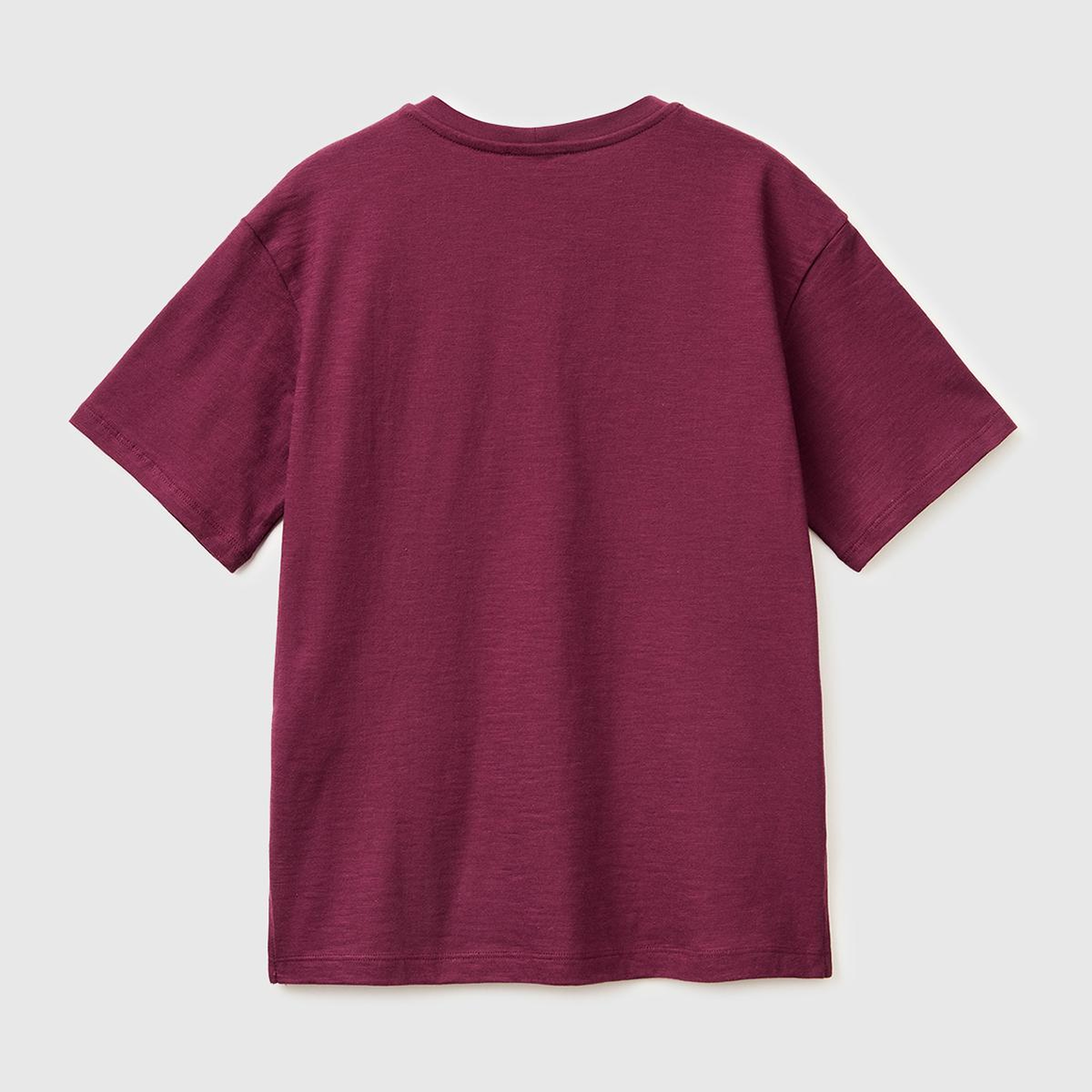 Kadın Bordo %100 Pamuk Klasik V Yaka T-Shirt
