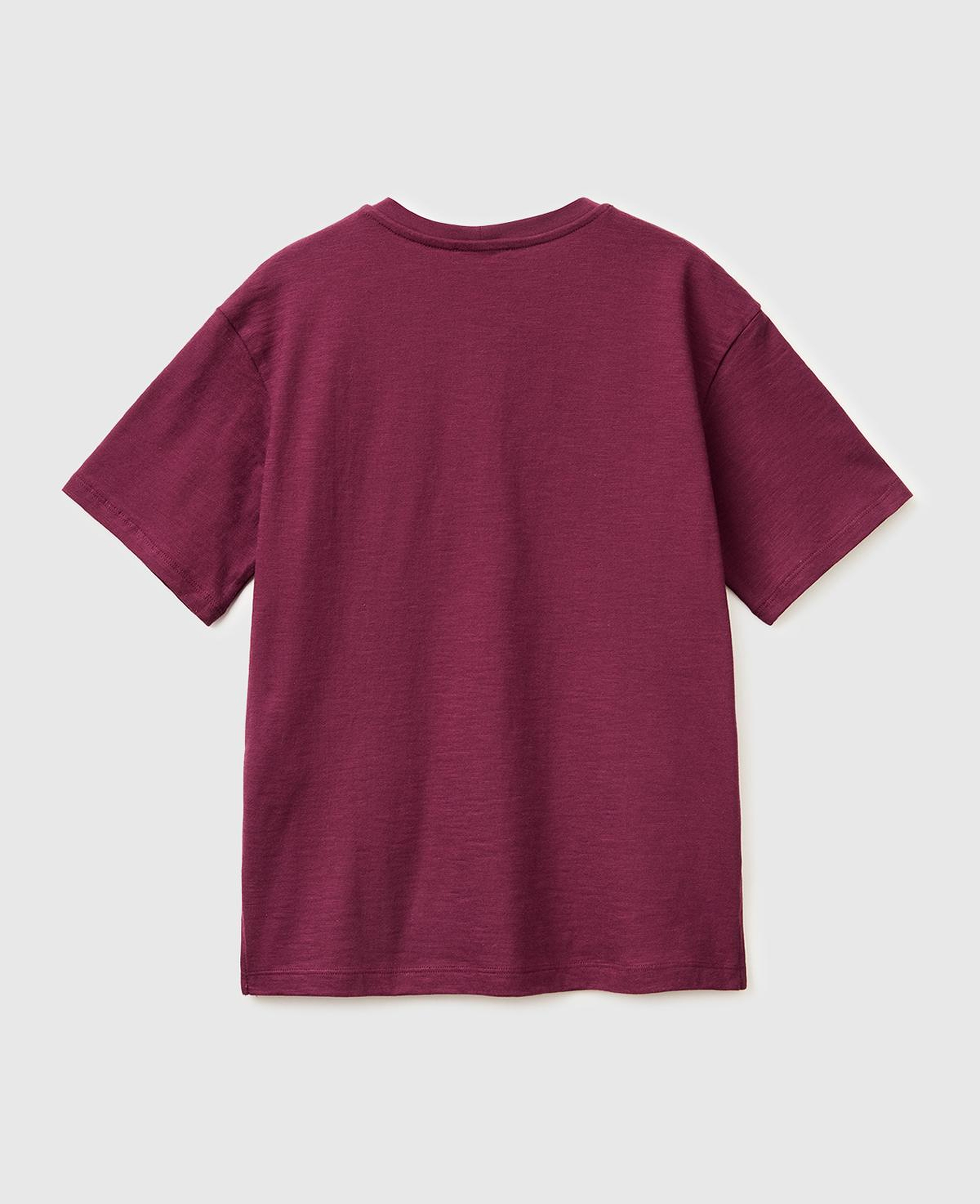 Kadın Bordo %100 Pamuk Klasik V Yaka T-Shirt