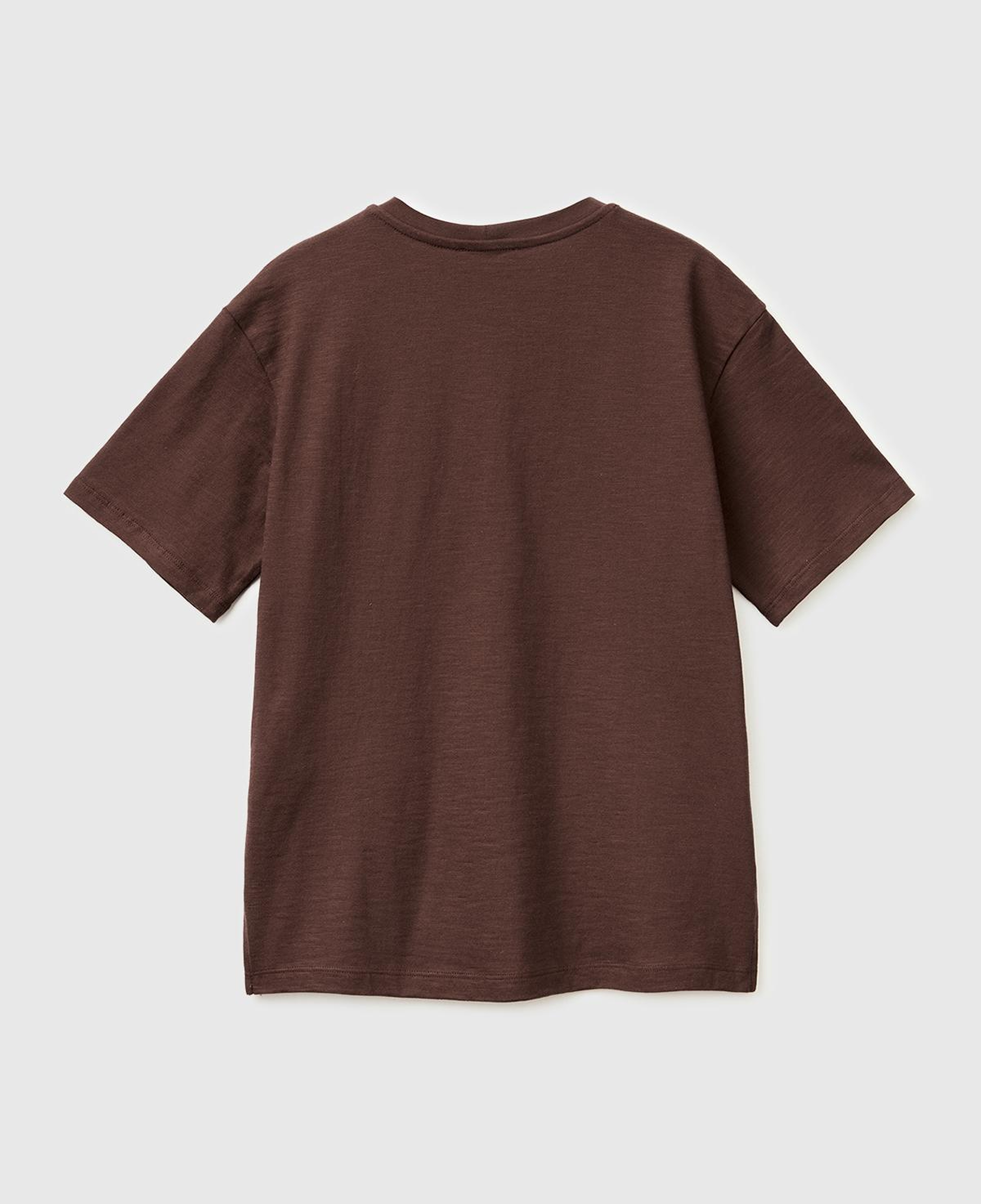 Kadın Kahverengi %100 Pamuk Klasik V Yaka T-Shirt