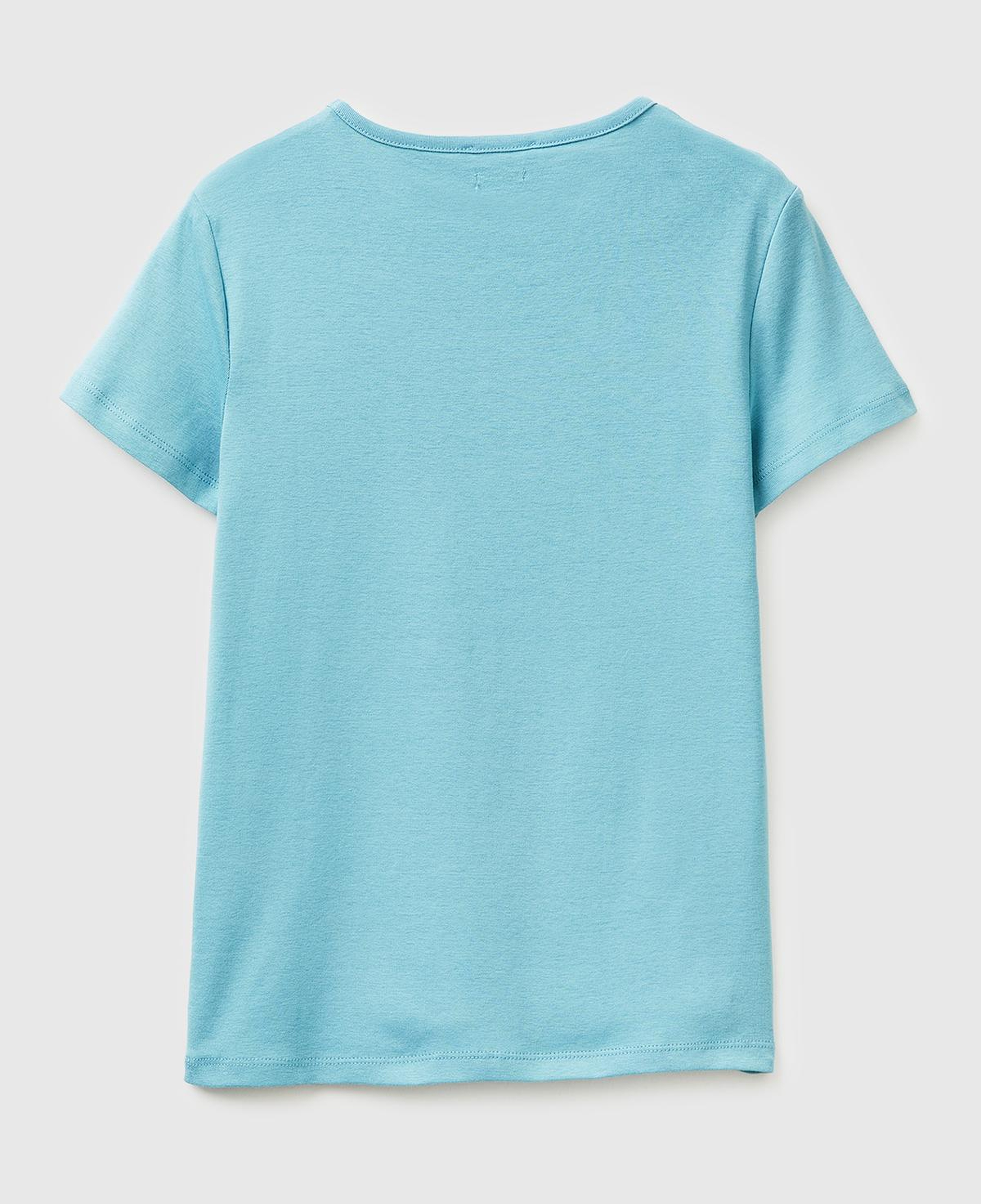 Kadın Mavi %100 Pamuk Bisiklet Yaka T-Shirt
