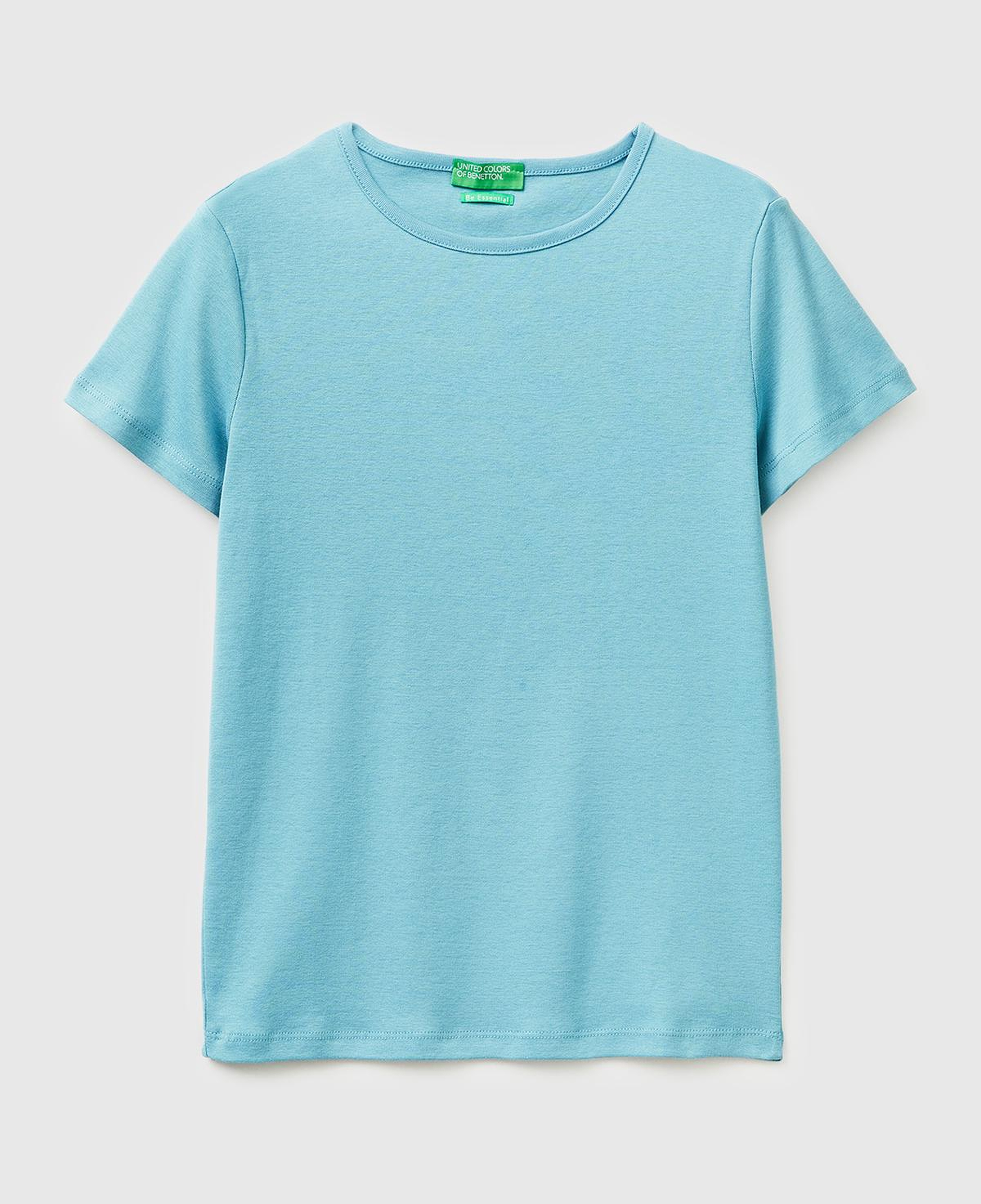 Kadın Mavi %100 Pamuk Bisiklet Yaka T-Shirt
