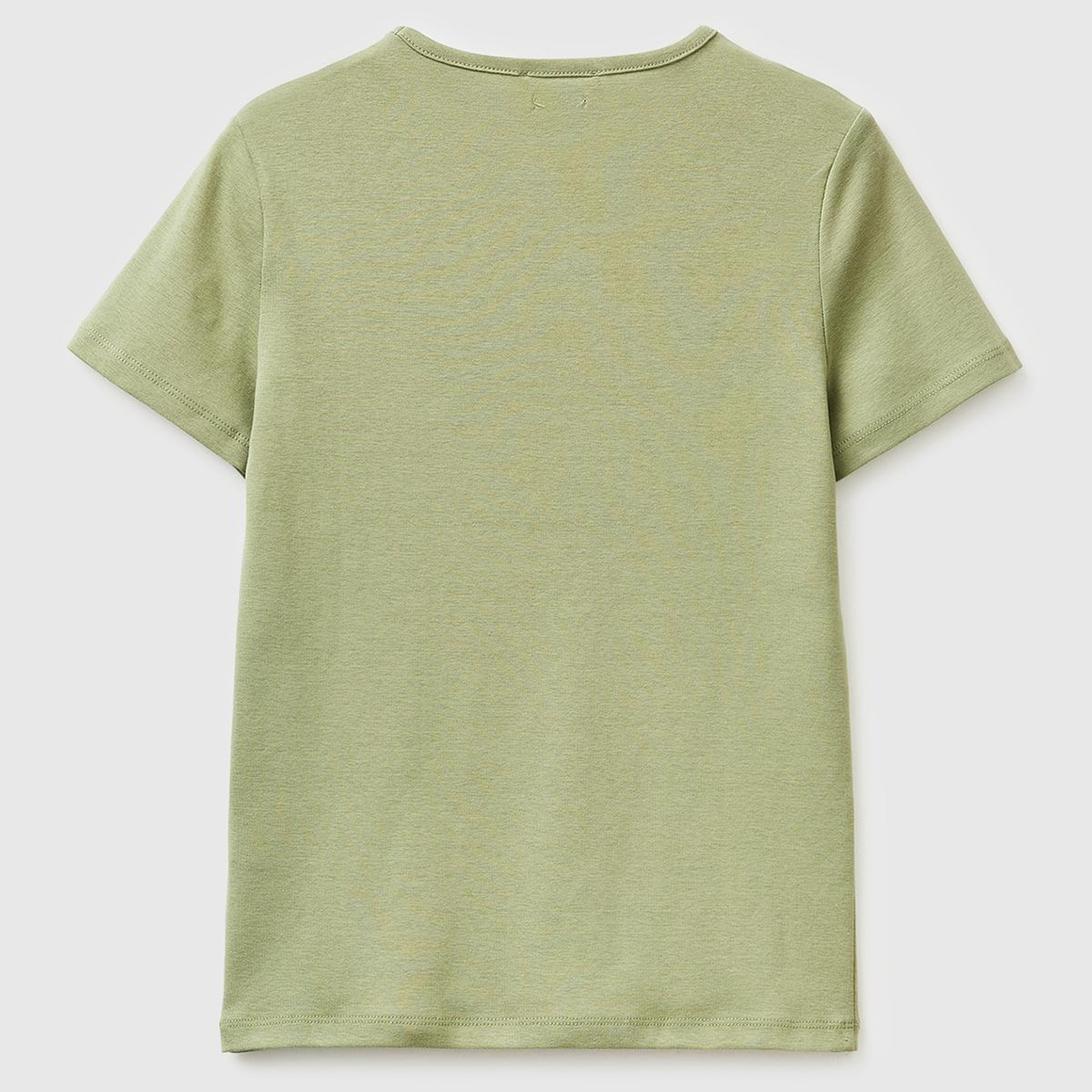 Kadın Haki %100 Pamuk Bisiklet Yaka T-Shirt