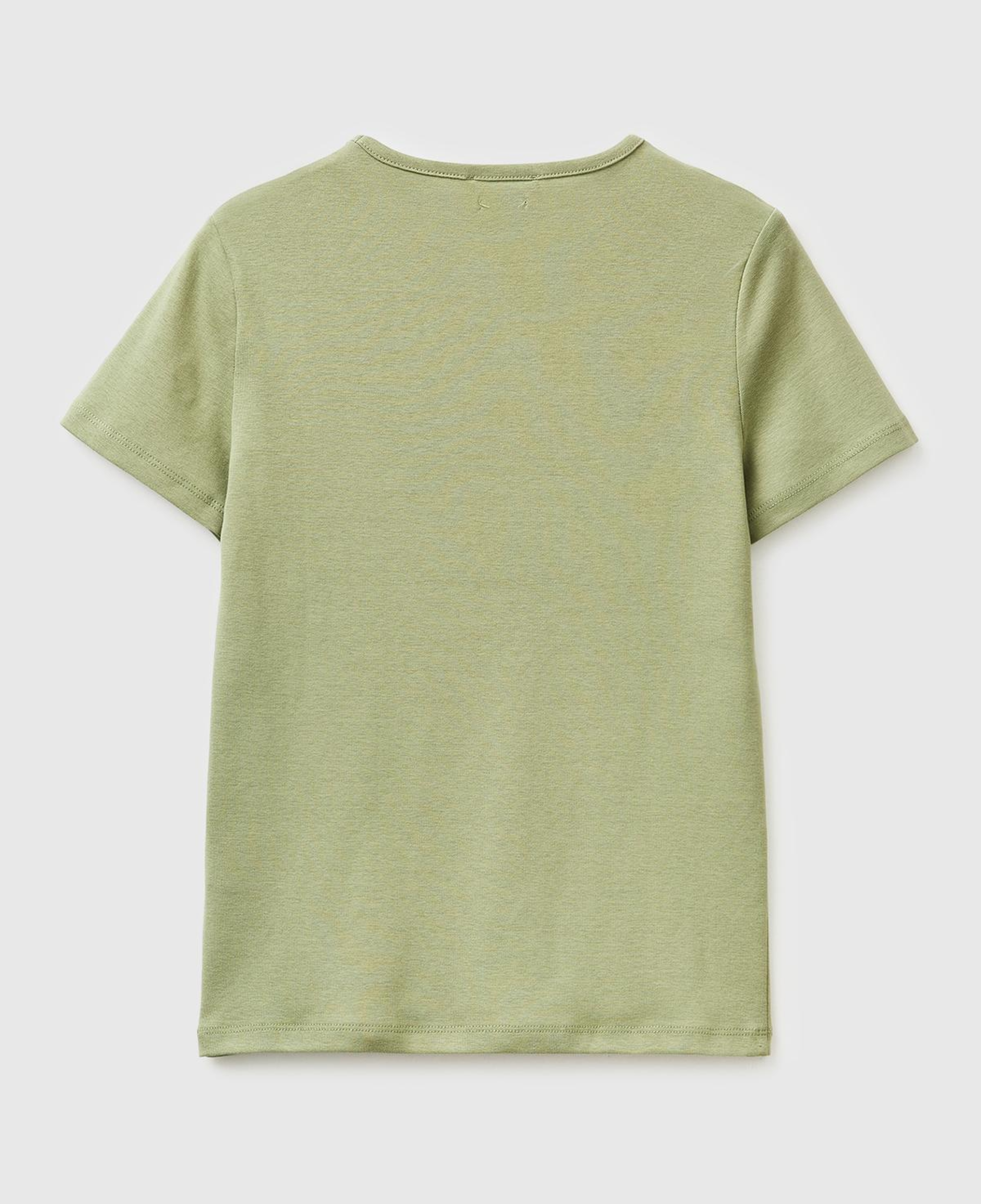 Kadın Haki %100 Pamuk Bisiklet Yaka T-Shirt