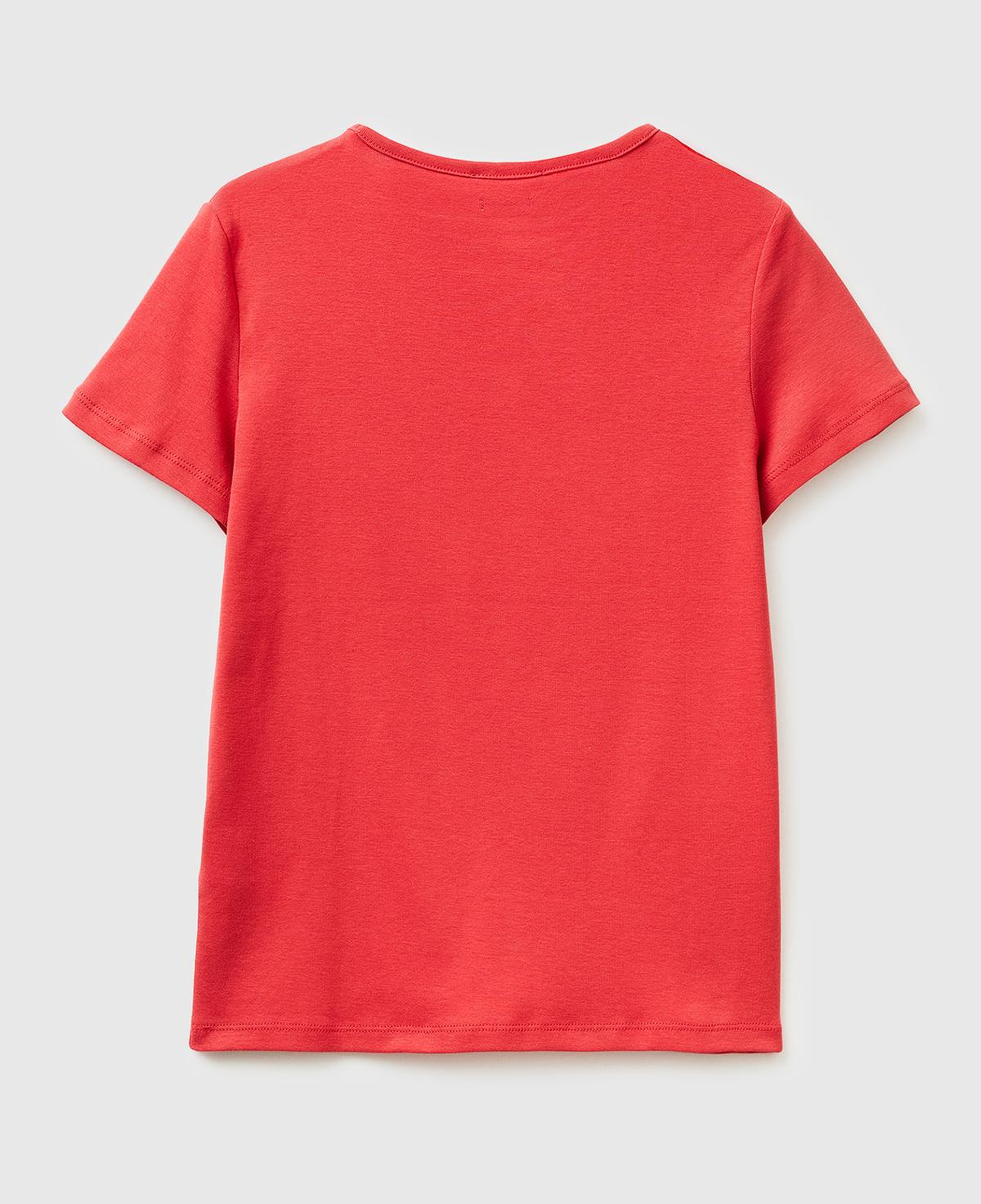Kadın Kırmızı %100 Pamuk Bisiklet Yaka T-Shirt