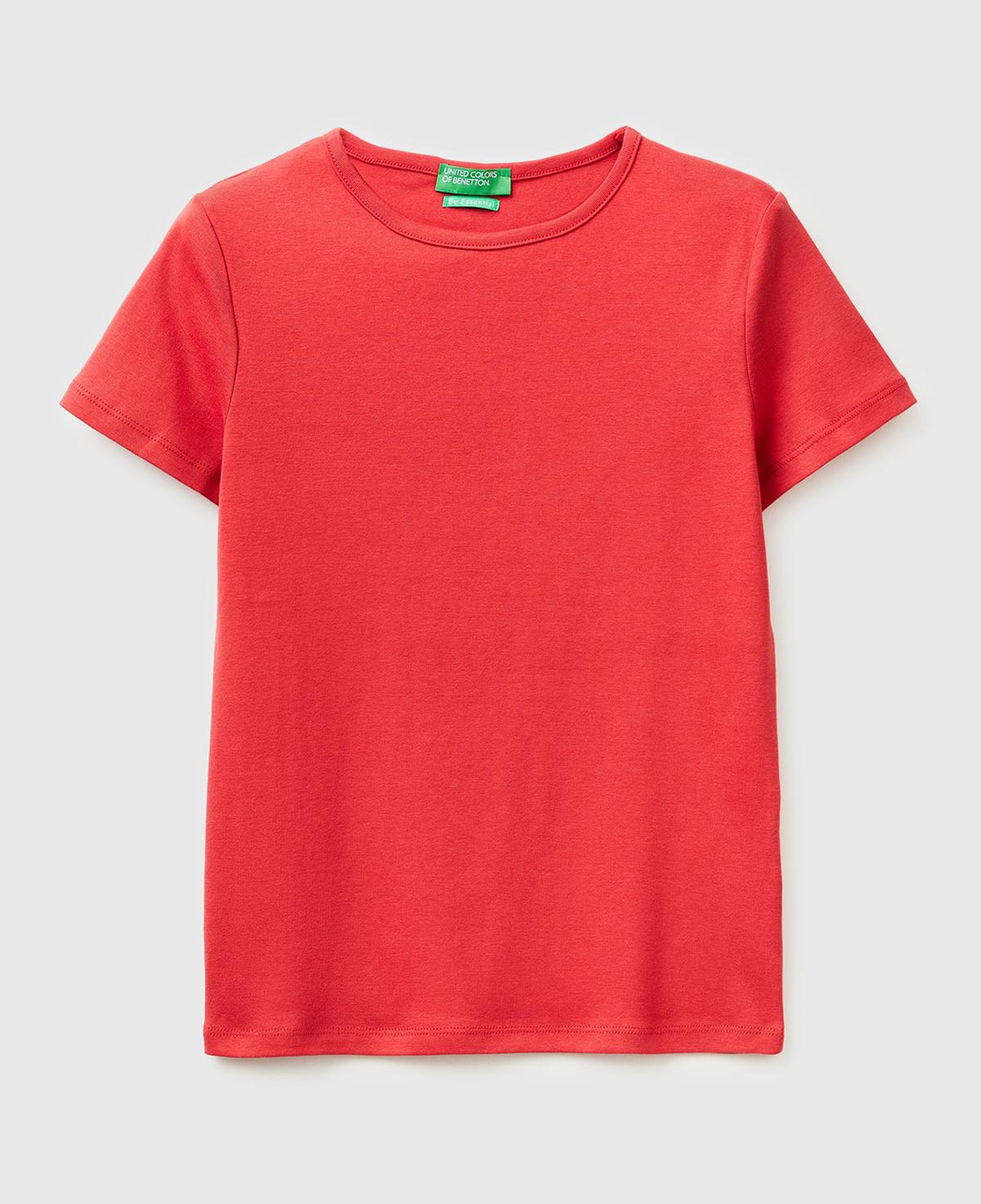 Kadın Kırmızı %100 Pamuk Bisiklet Yaka T-Shirt