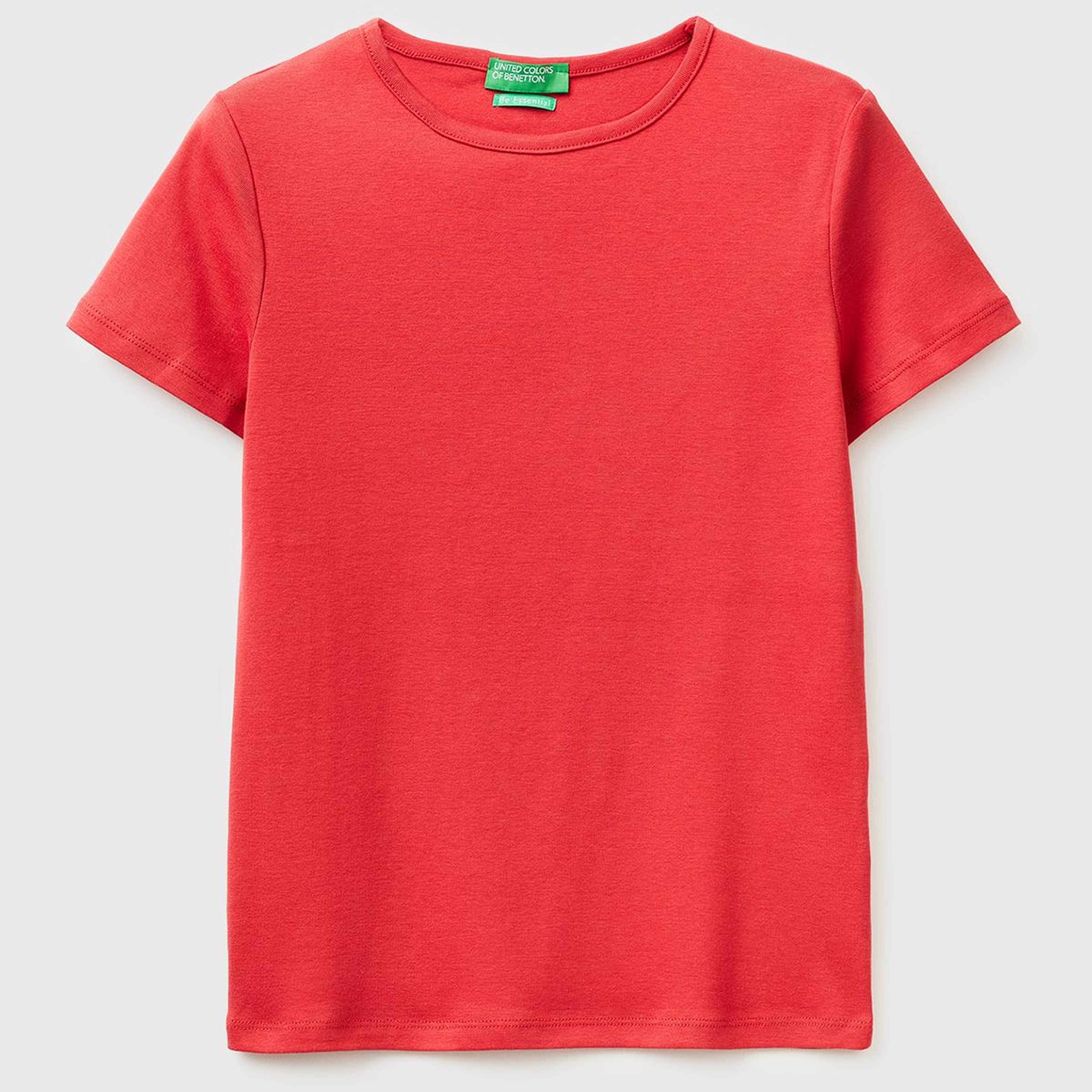 Kadın Kırmızı %100 Pamuk Bisiklet Yaka T-Shirt