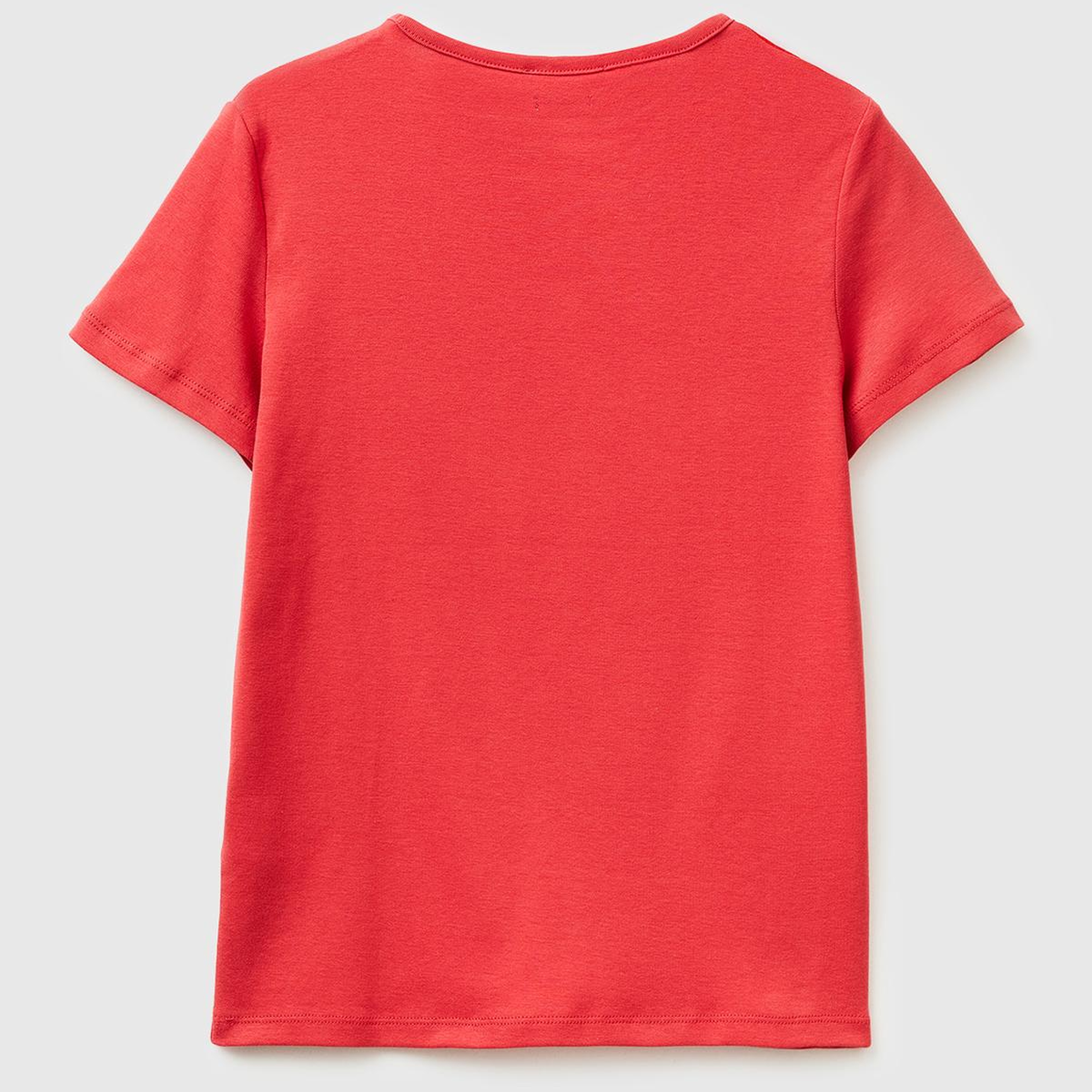 Kadın Kırmızı %100 Pamuk Bisiklet Yaka T-Shirt