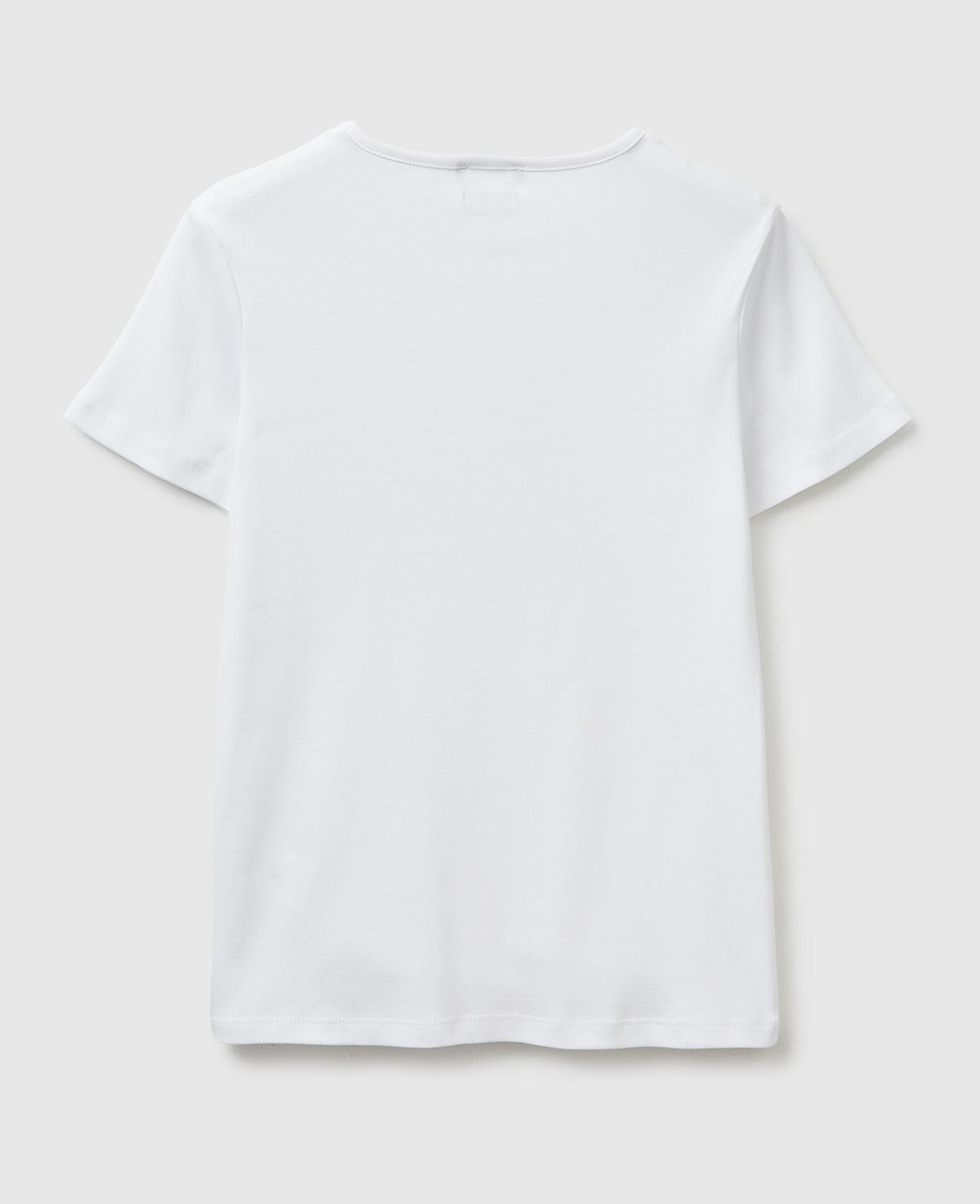Kadın Beyaz %100 Pamuk Bisiklet Yaka T-Shirt
