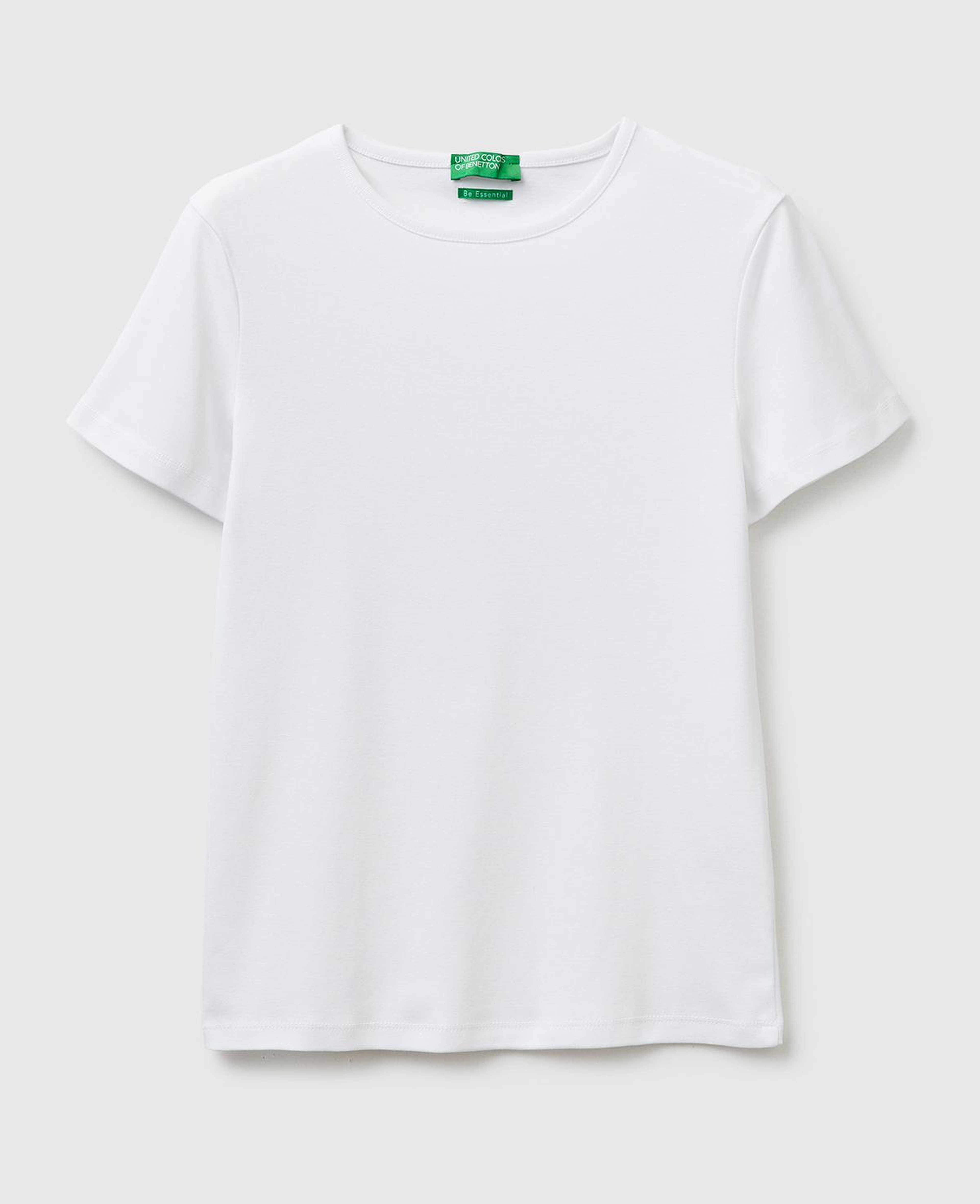 Kadın Beyaz %100 Pamuk Bisiklet Yaka T-Shirt