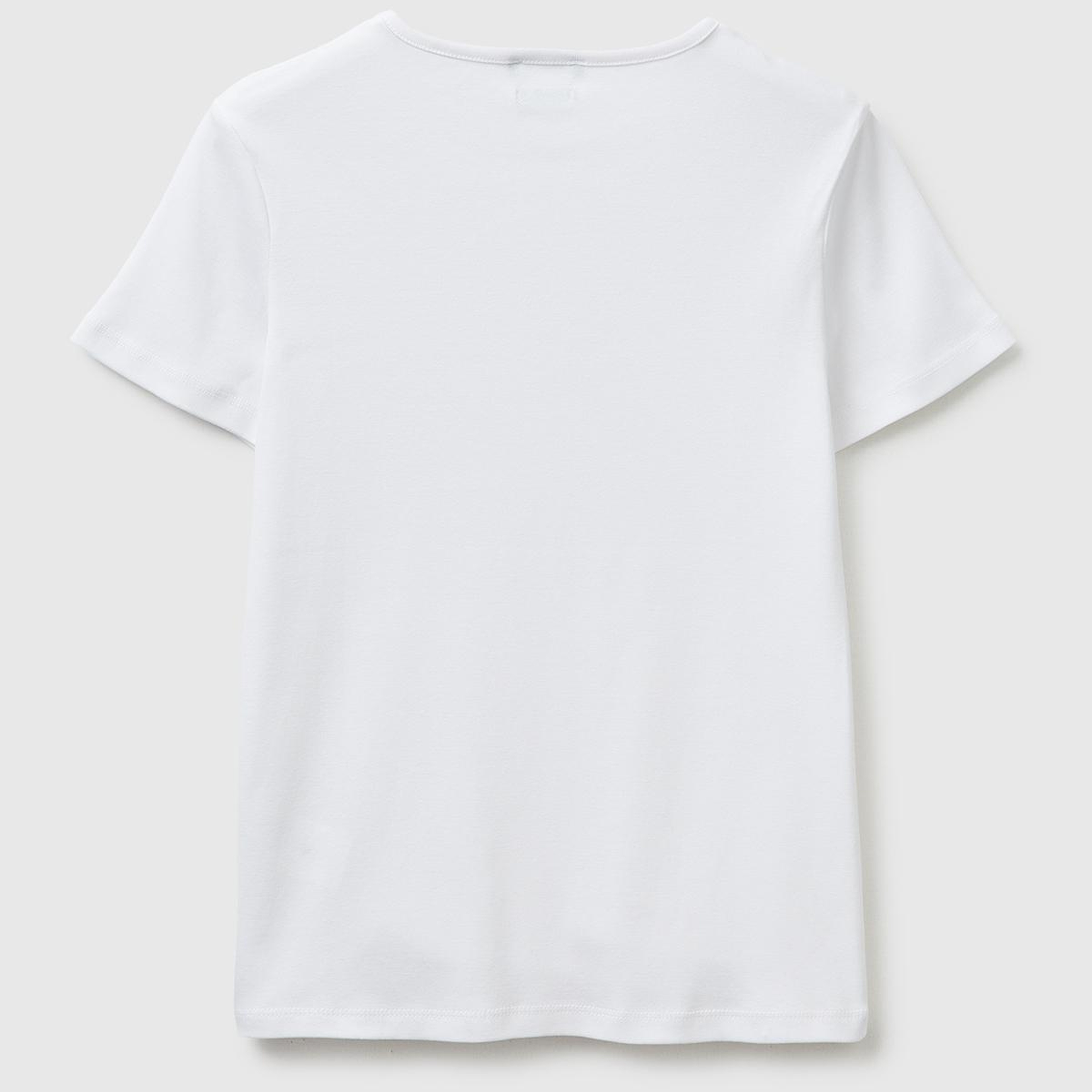 Kadın Beyaz %100 Pamuk Bisiklet Yaka T-Shirt