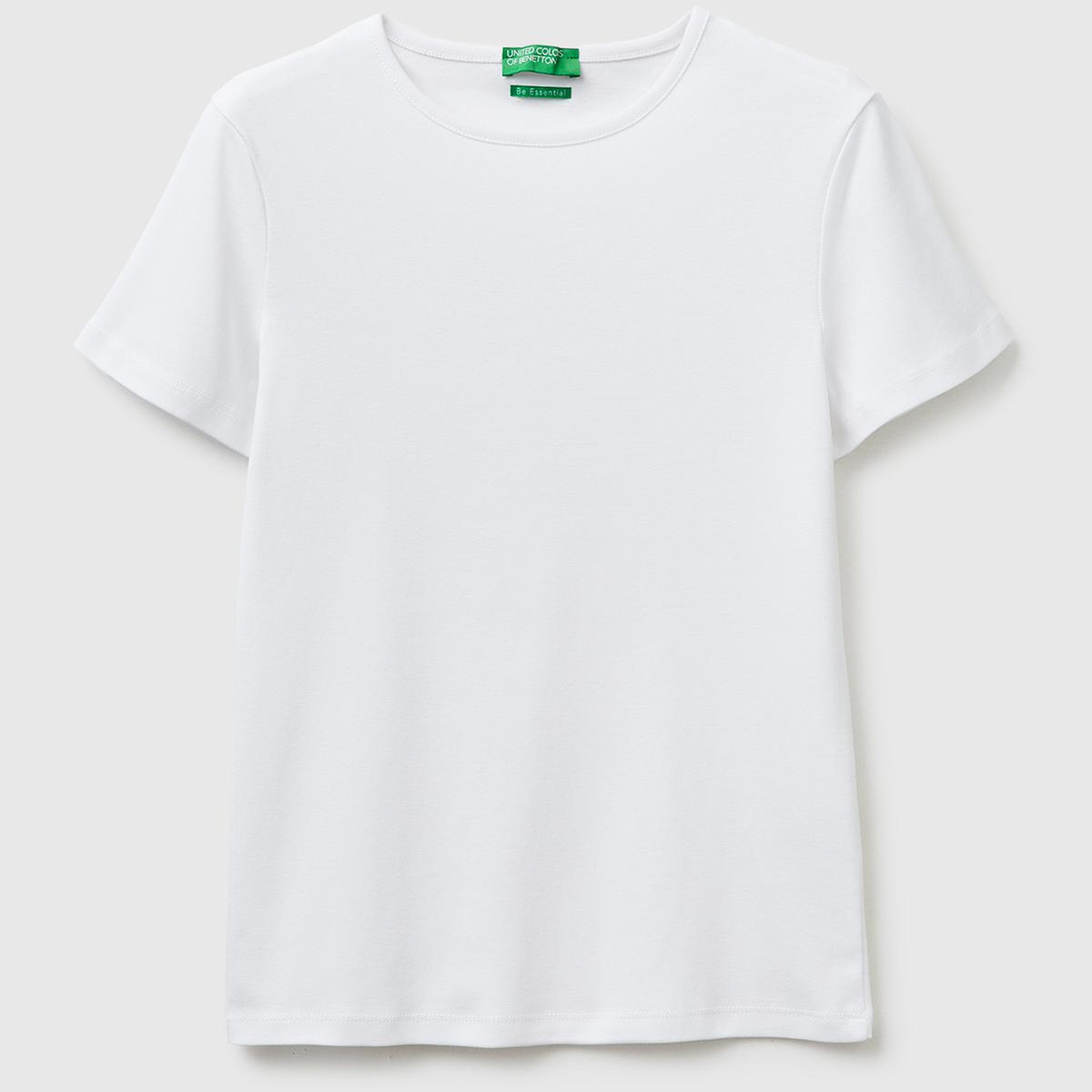Kadın Beyaz %100 Pamuk Bisiklet Yaka T-Shirt