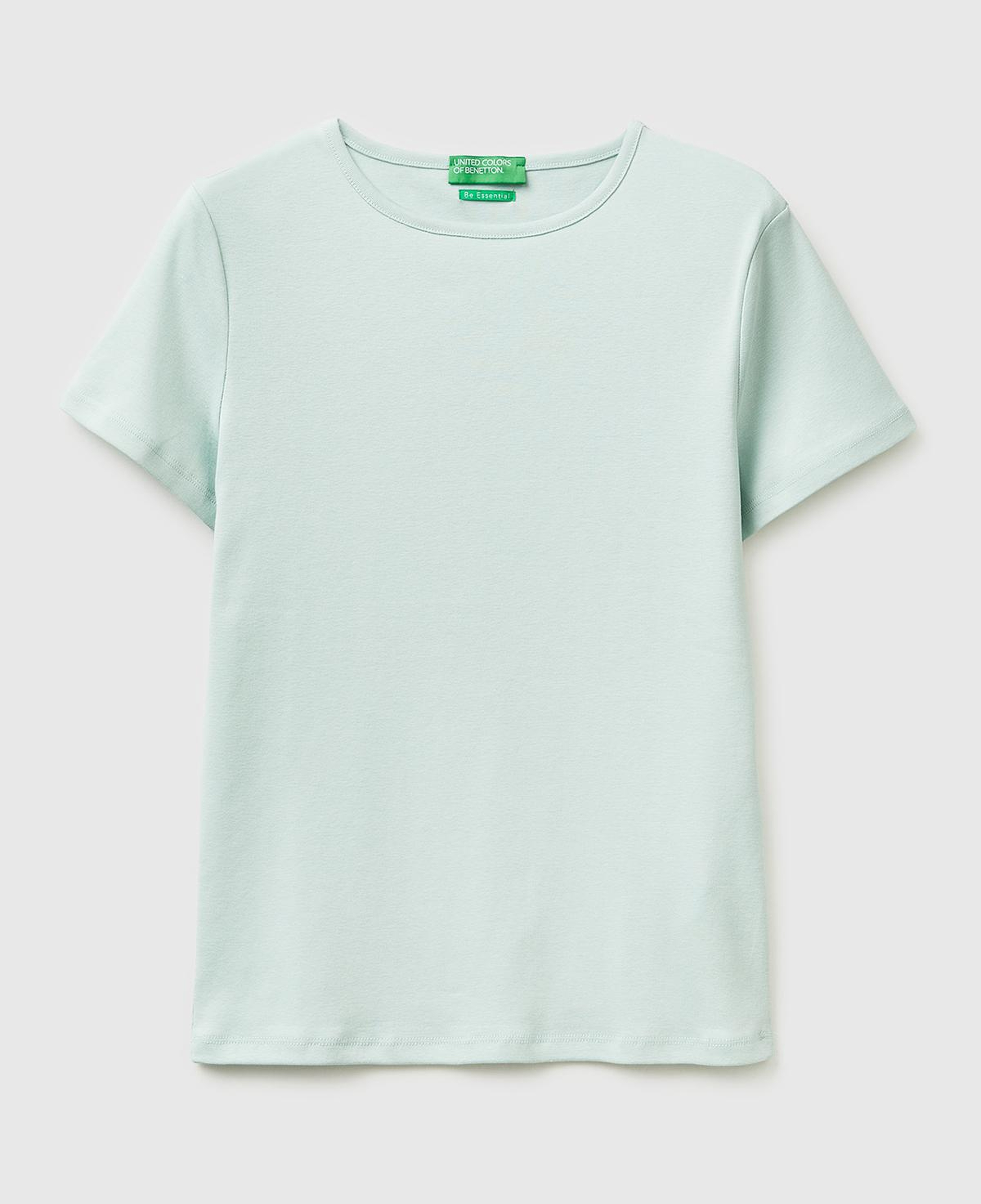 Kadın Su Yeşili %100 Pamuk Bisiklet Yaka T-Shirt