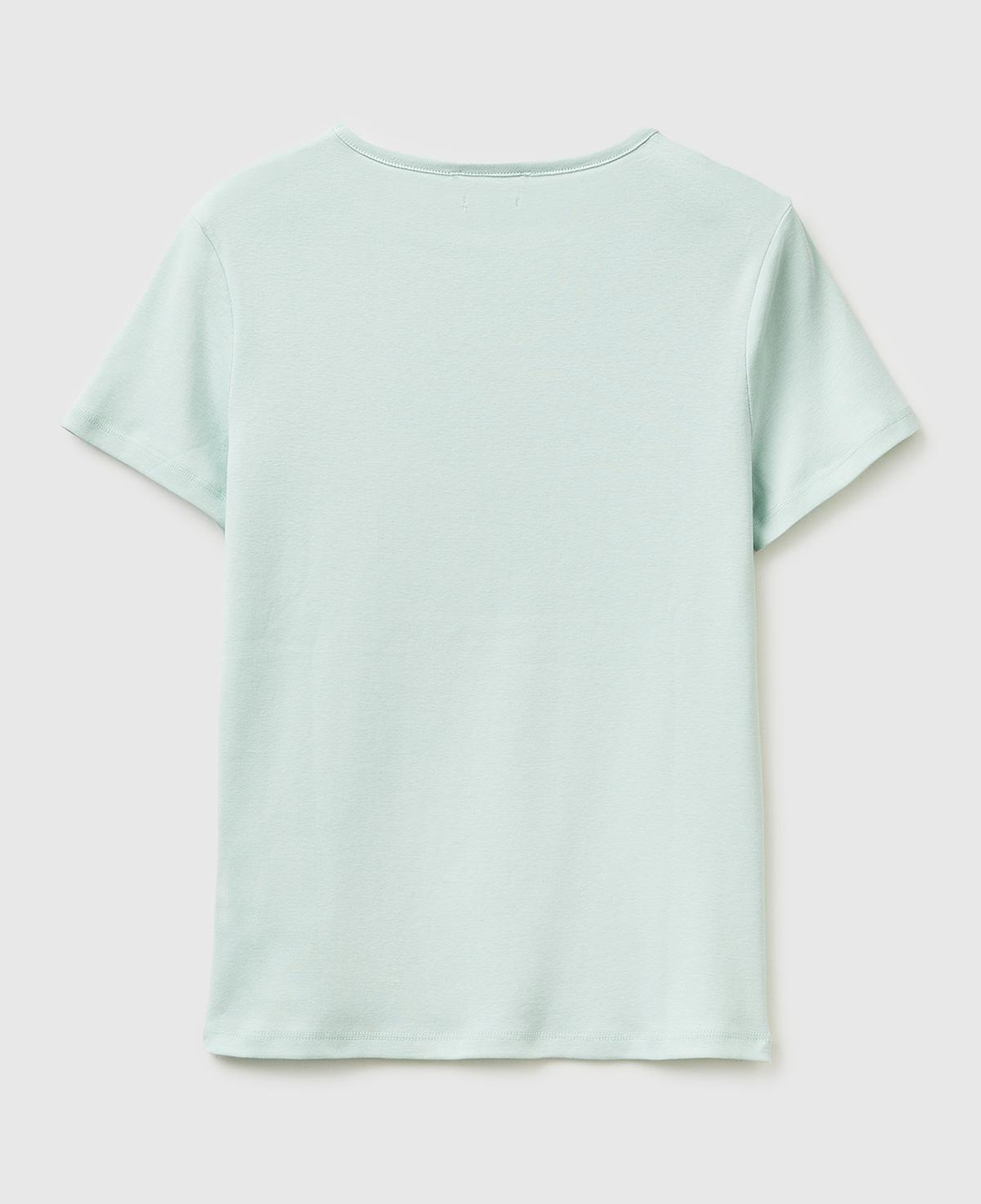 Kadın Su Yeşili %100 Pamuk Bisiklet Yaka T-Shirt