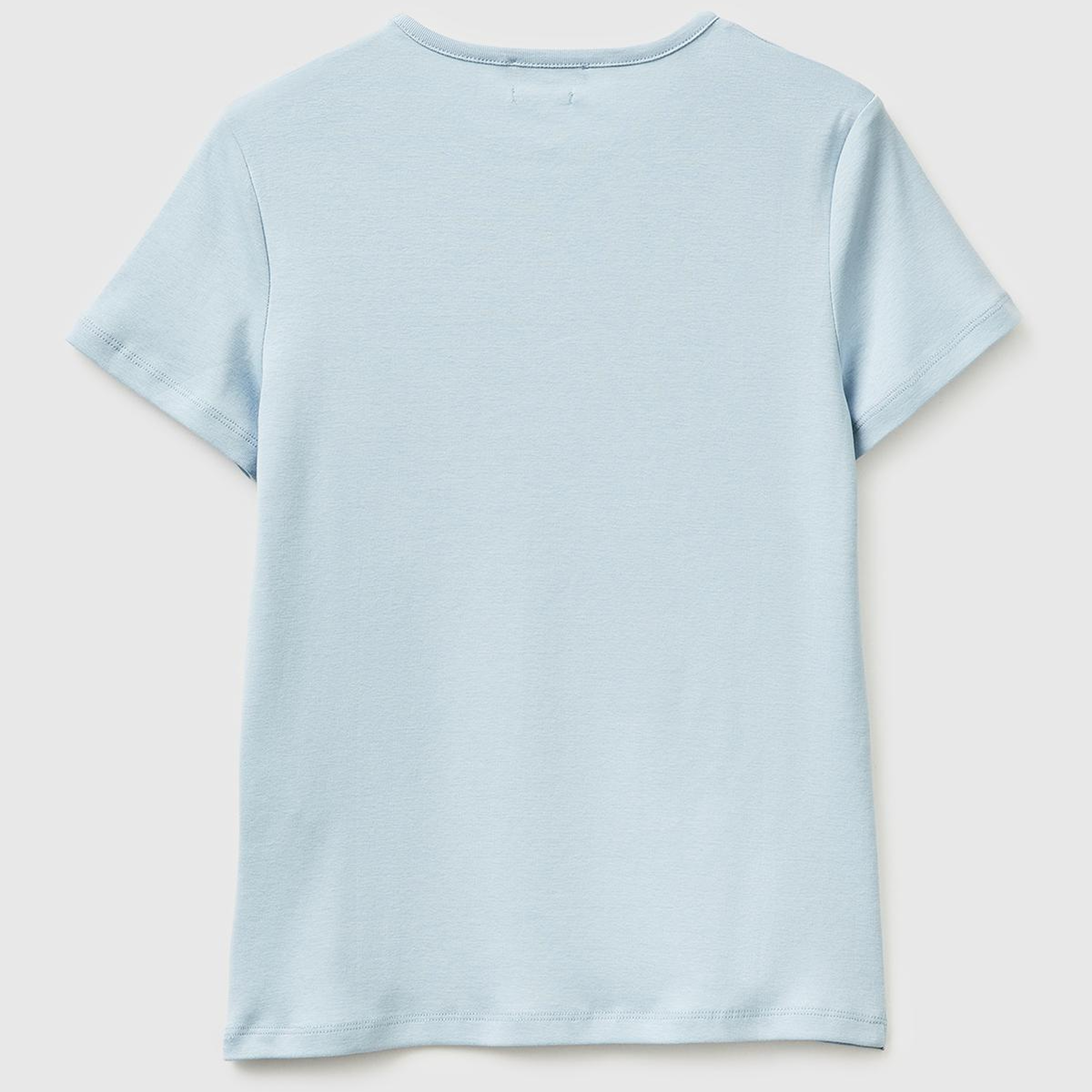 Kadın Açık Mavi %100 Pamuk Bisiklet Yaka T-Shirt