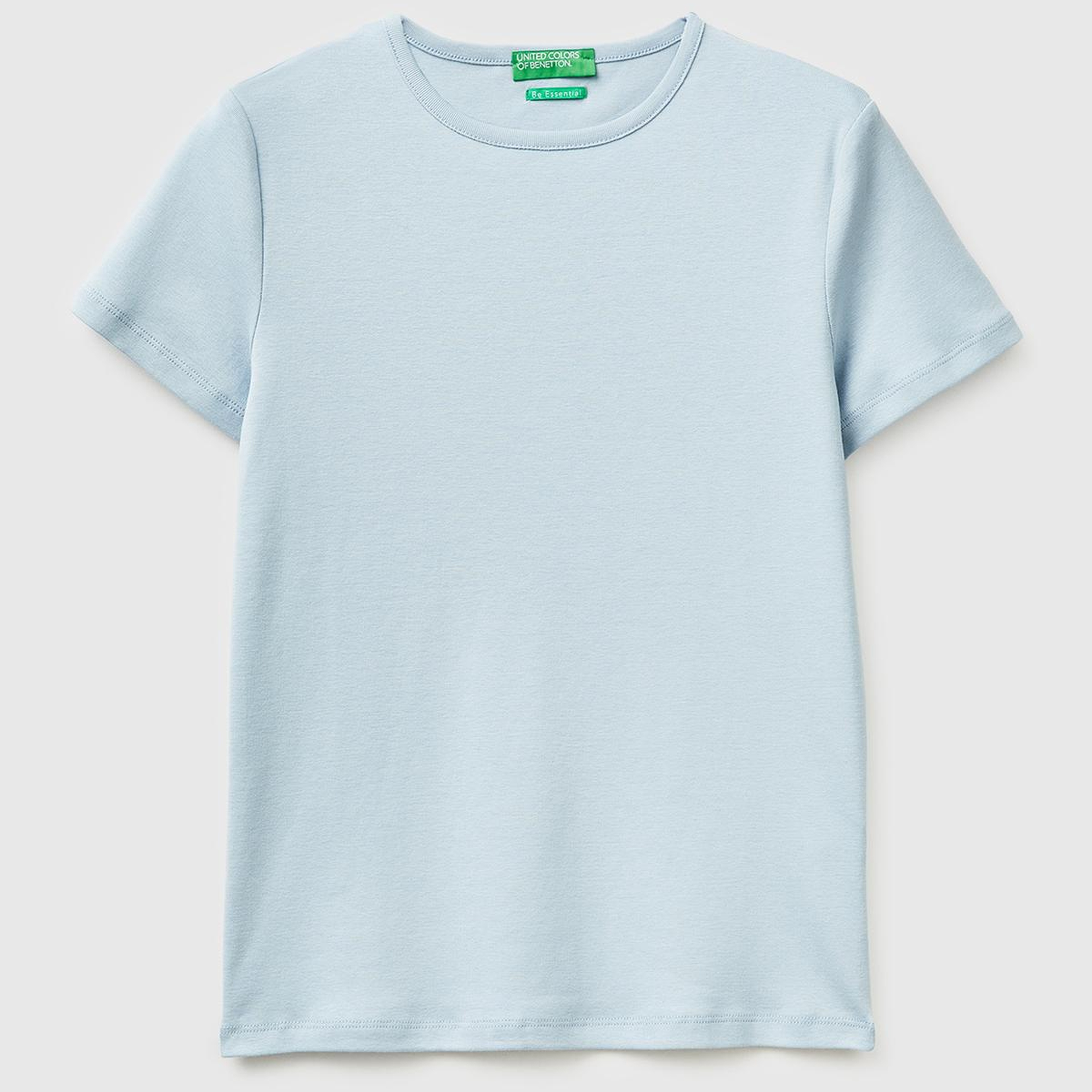 Kadın Açık Mavi %100 Pamuk Bisiklet Yaka T-Shirt