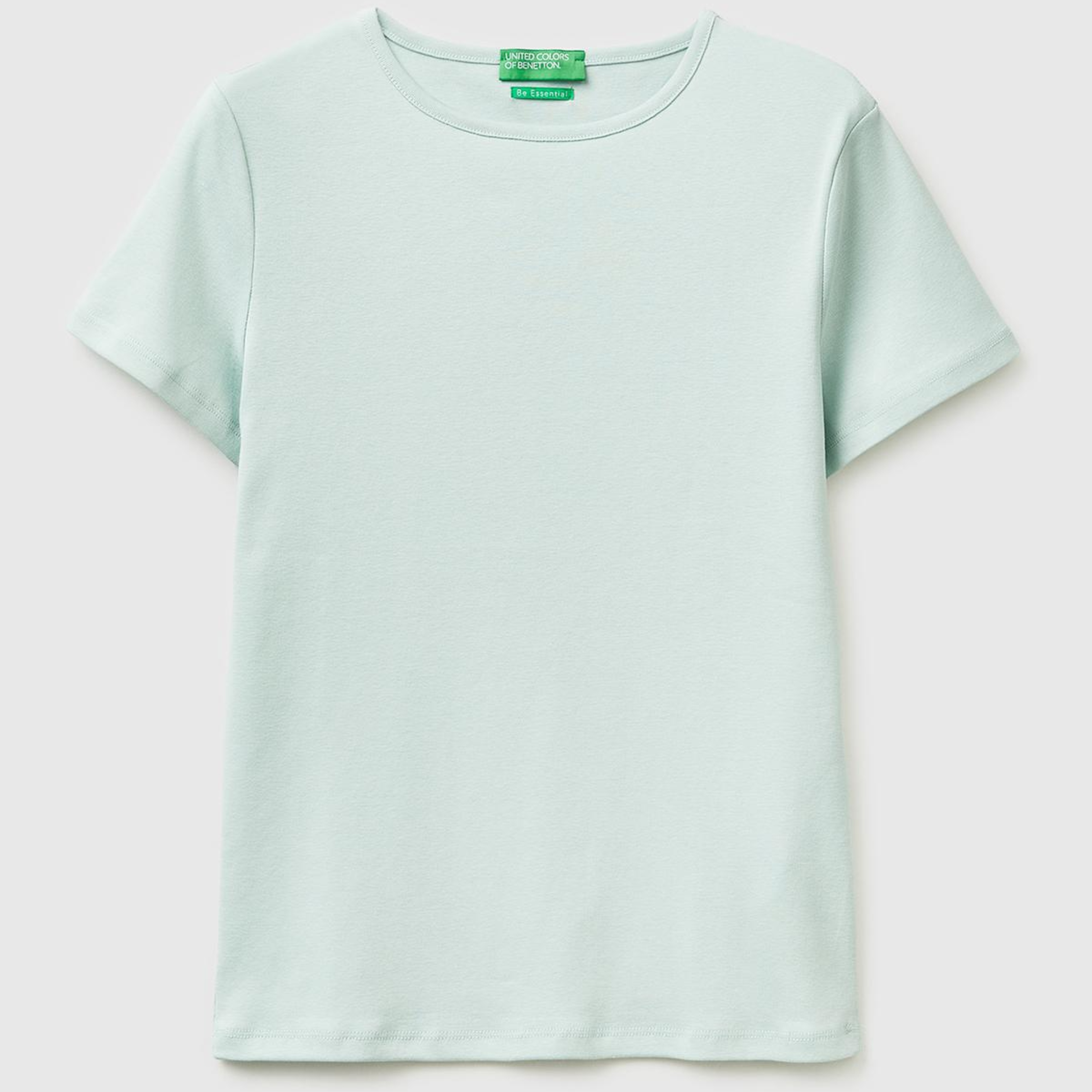 Kadın Su Yeşili %100 Pamuk Bisiklet Yaka T-Shirt