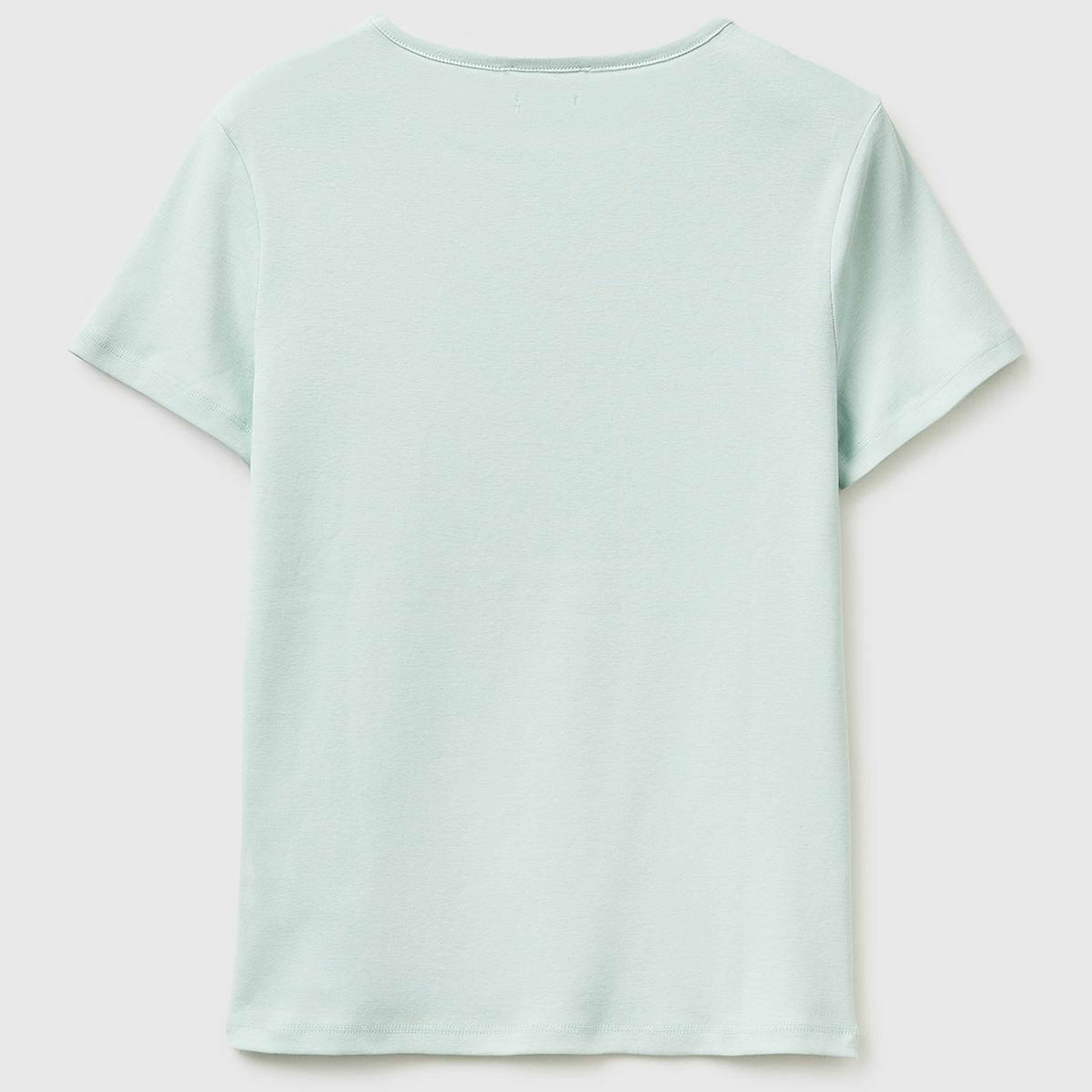 Kadın Su Yeşili %100 Pamuk Bisiklet Yaka T-Shirt