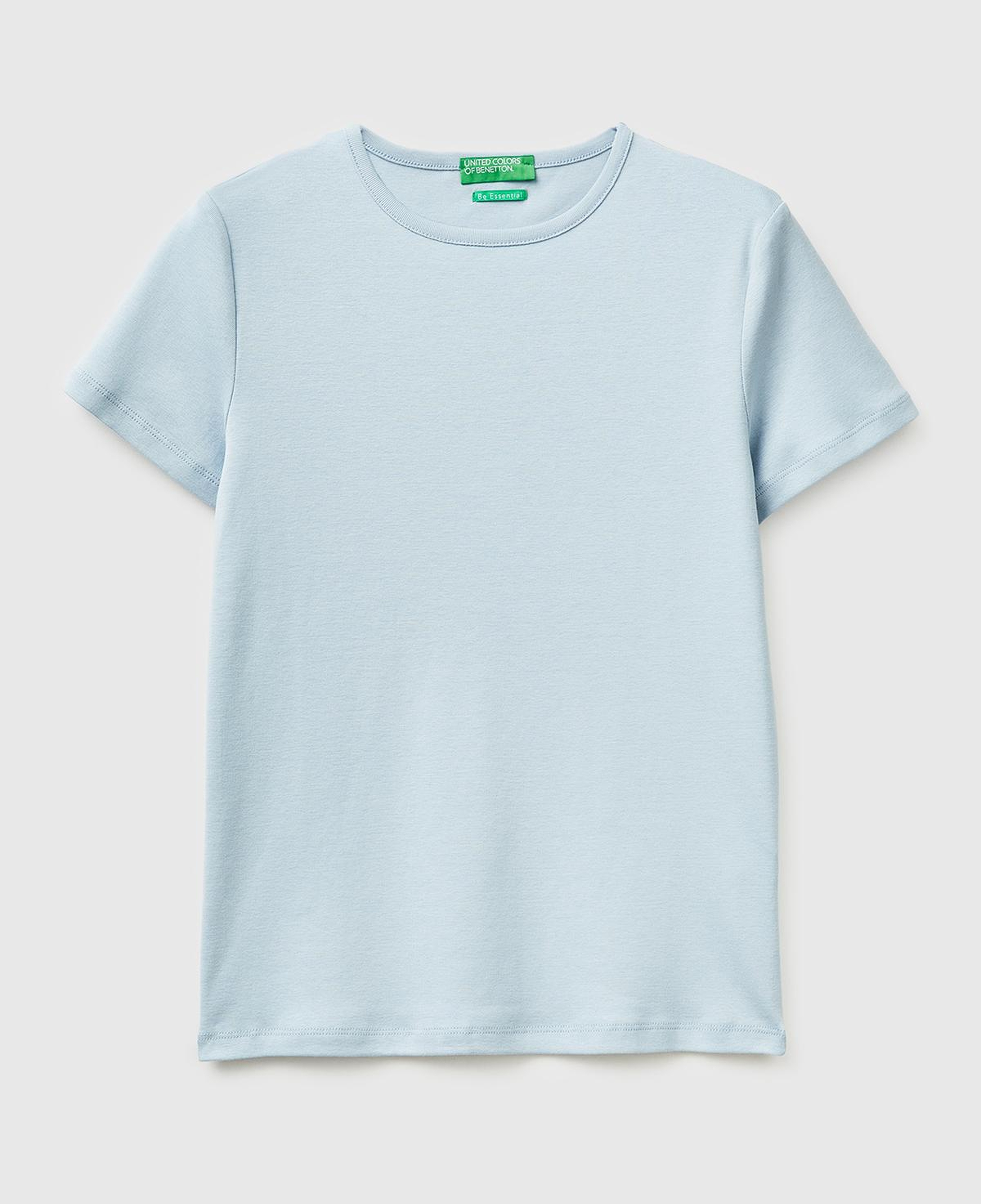 Kadın Açık Mavi %100 Pamuk Bisiklet Yaka T-Shirt