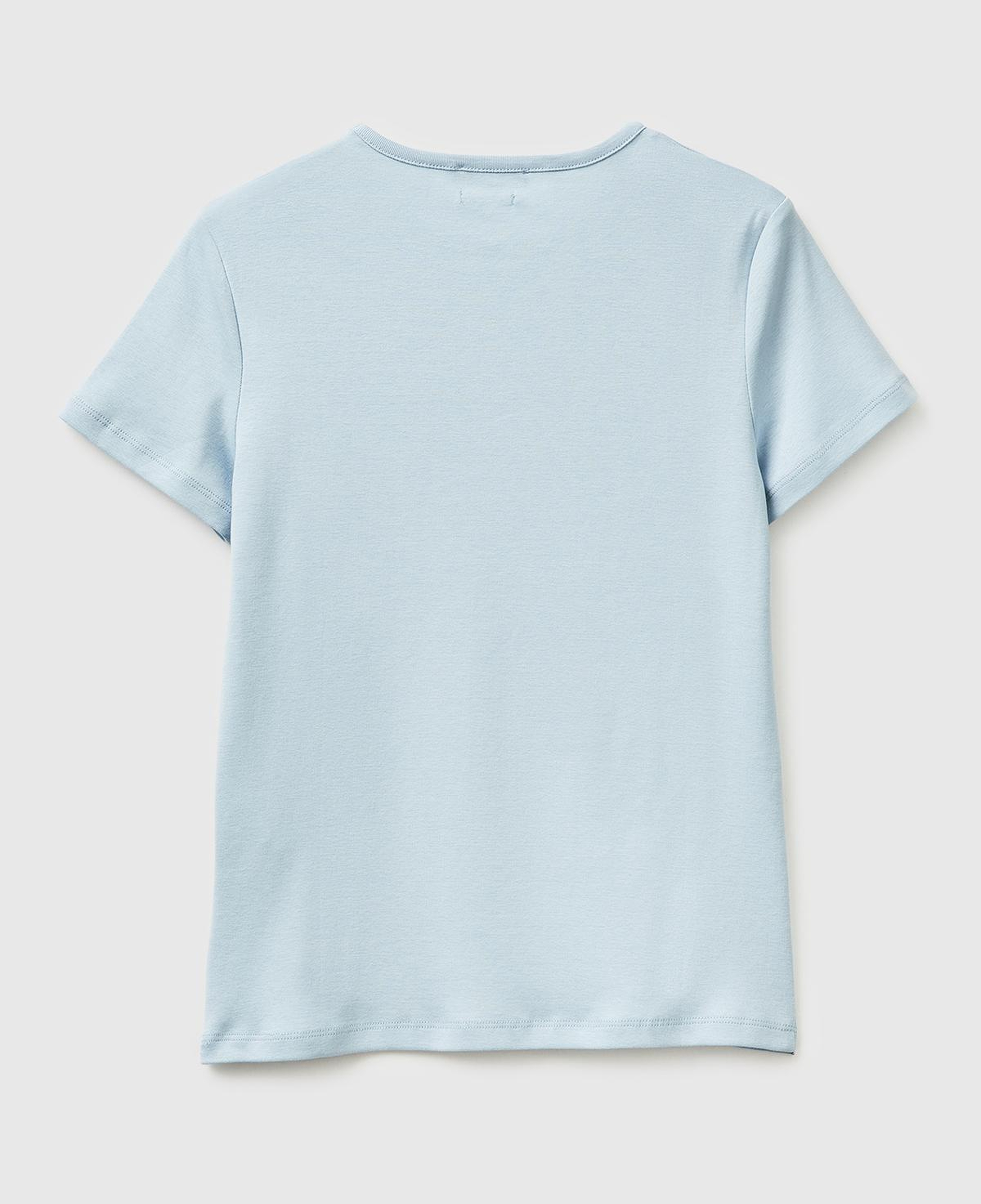 Kadın Açık Mavi %100 Pamuk Bisiklet Yaka T-Shirt