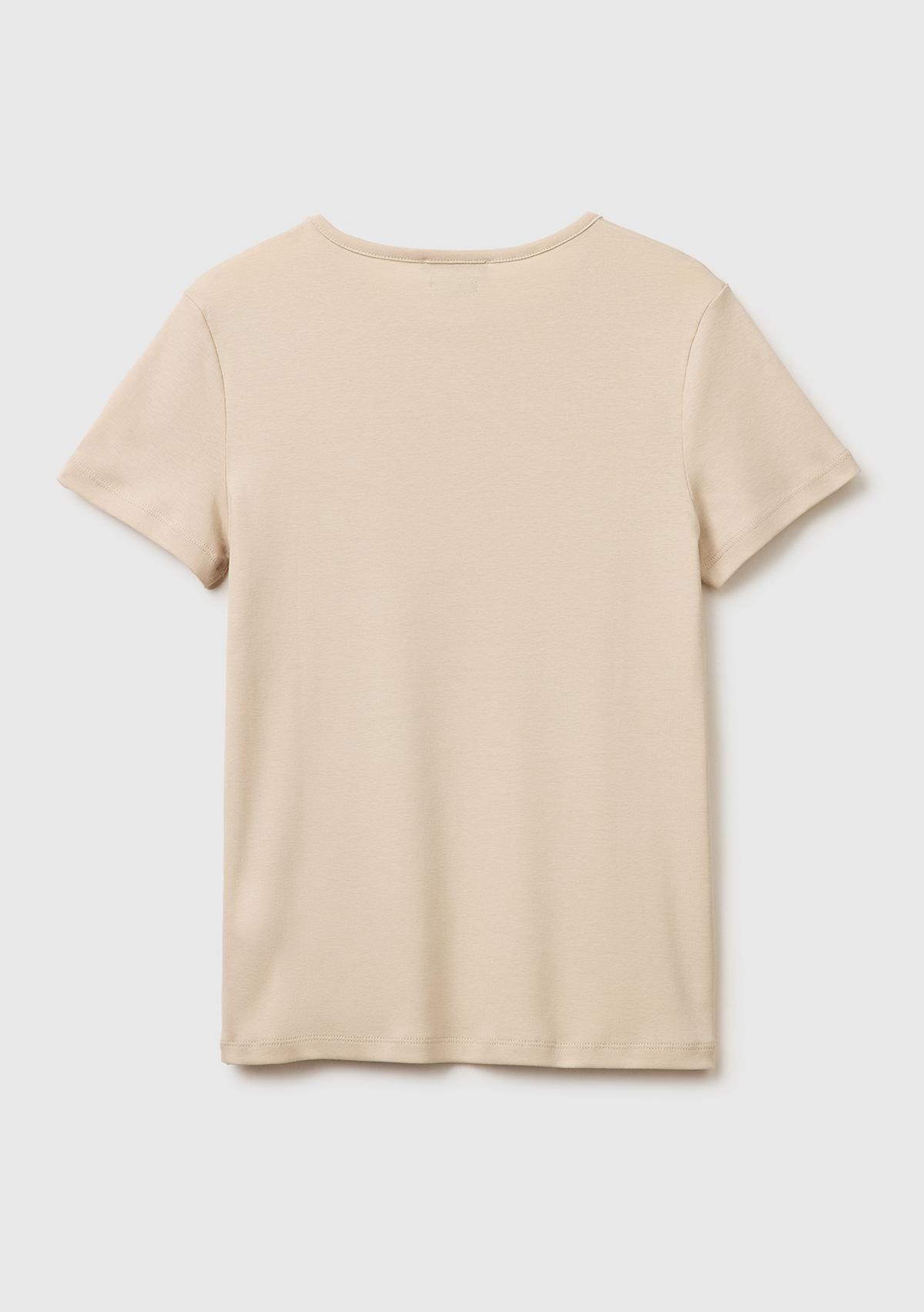 Kadın Taş %100 Pamuk Bisiklet Yaka T-Shirt