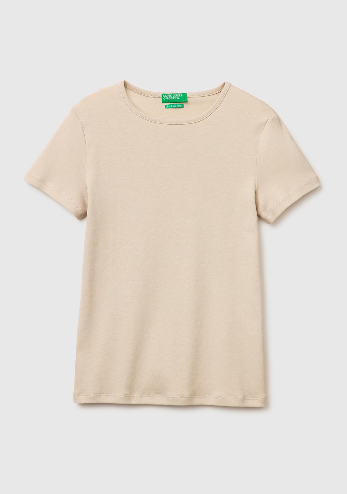 Kadın Taş %100 Pamuk Bisiklet Yaka T-Shirt
